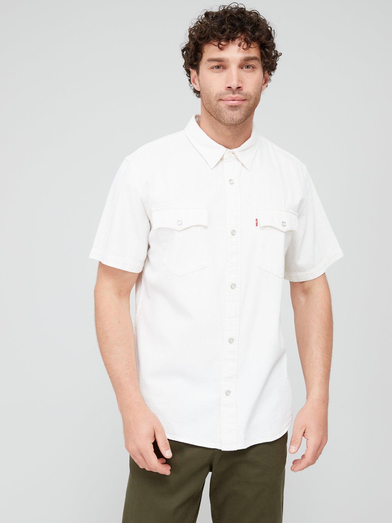 Short Sleeve Relaxed Fit Western Shirt - Beige