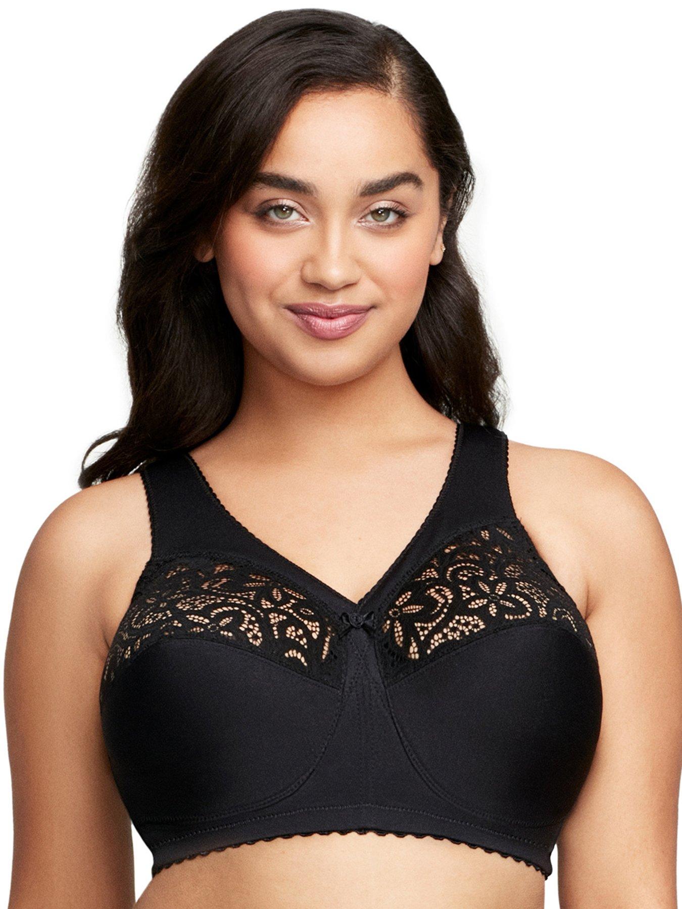 Image 1 of 5 of Glamorise Magiclift No Wire Cotton Support Bra - Black