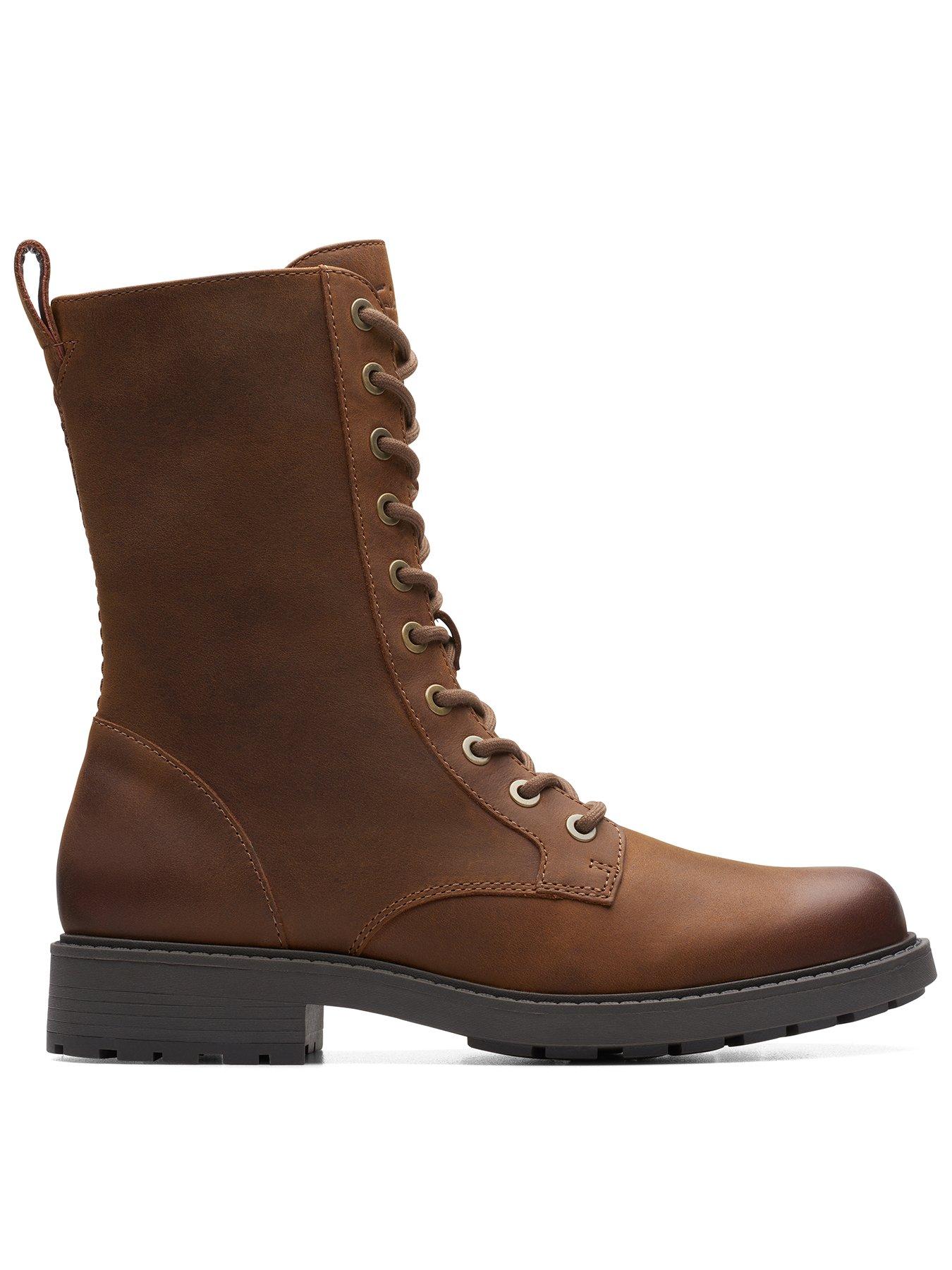 Clarks brown lace clearance up boots