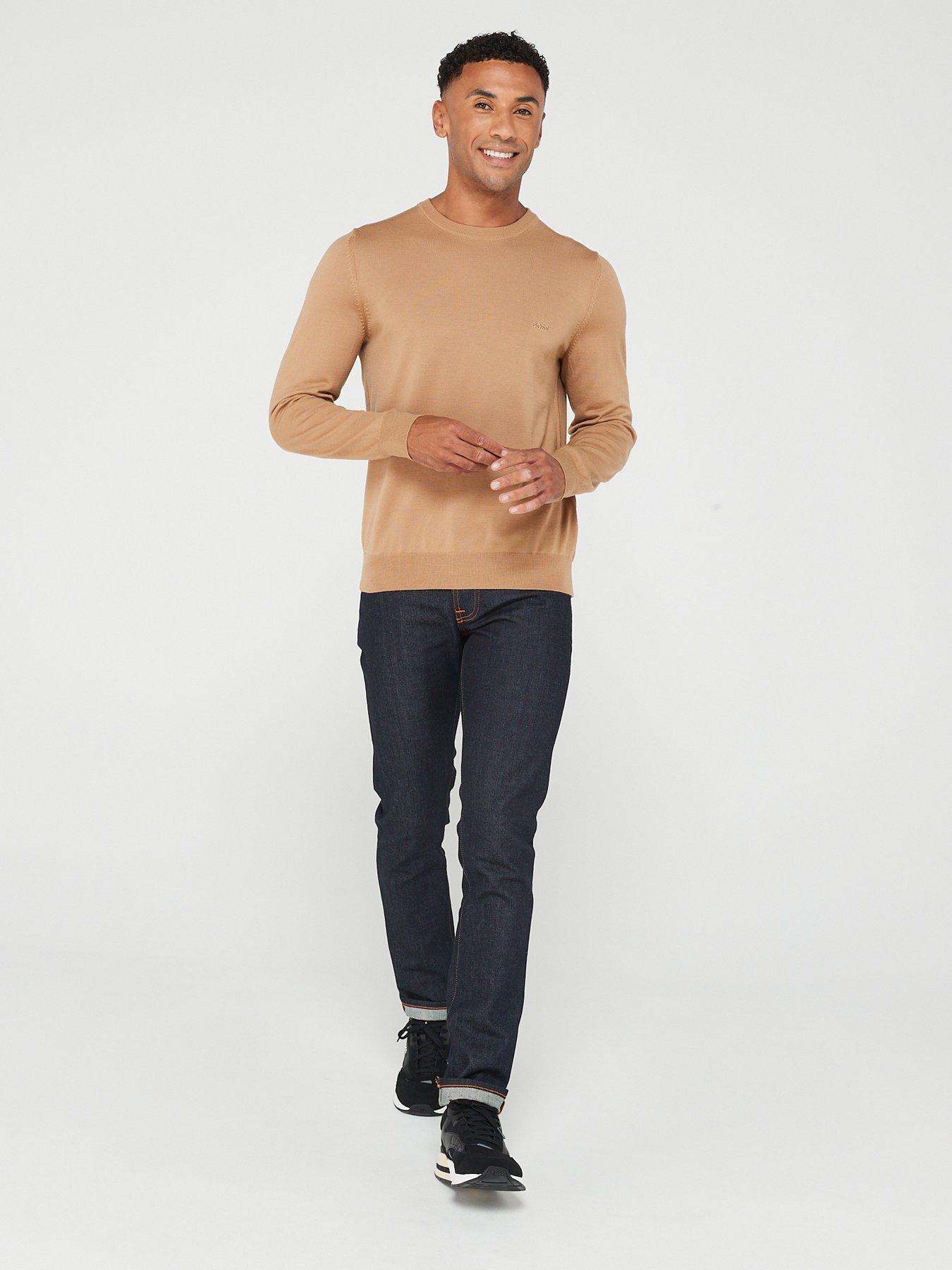 Men's tan crew outlet neck sweater