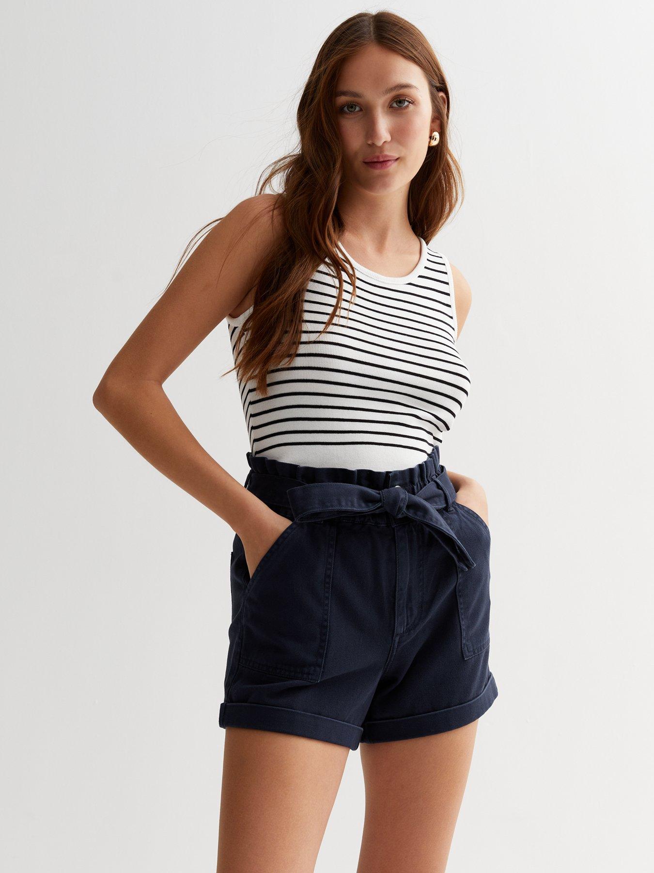 Navy blue paperbag store shorts