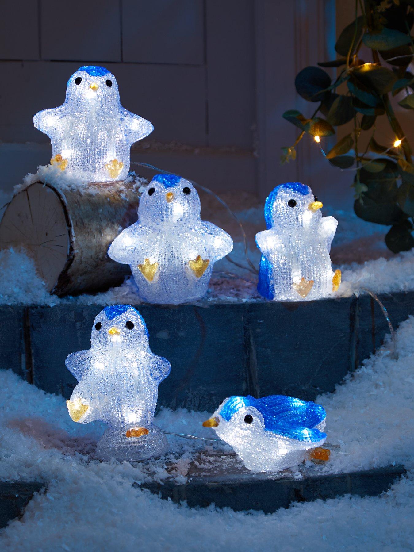 Three Kings Set of 5 Battery Operated Penguin Outdoor Christmas Lights