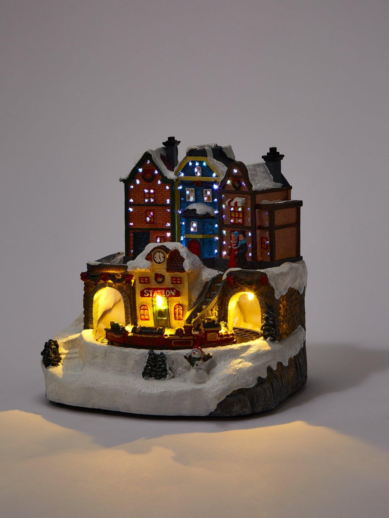 Image 5 of 7 of Very Home LED Train Station Christmas Scene with Music and Rotating Train