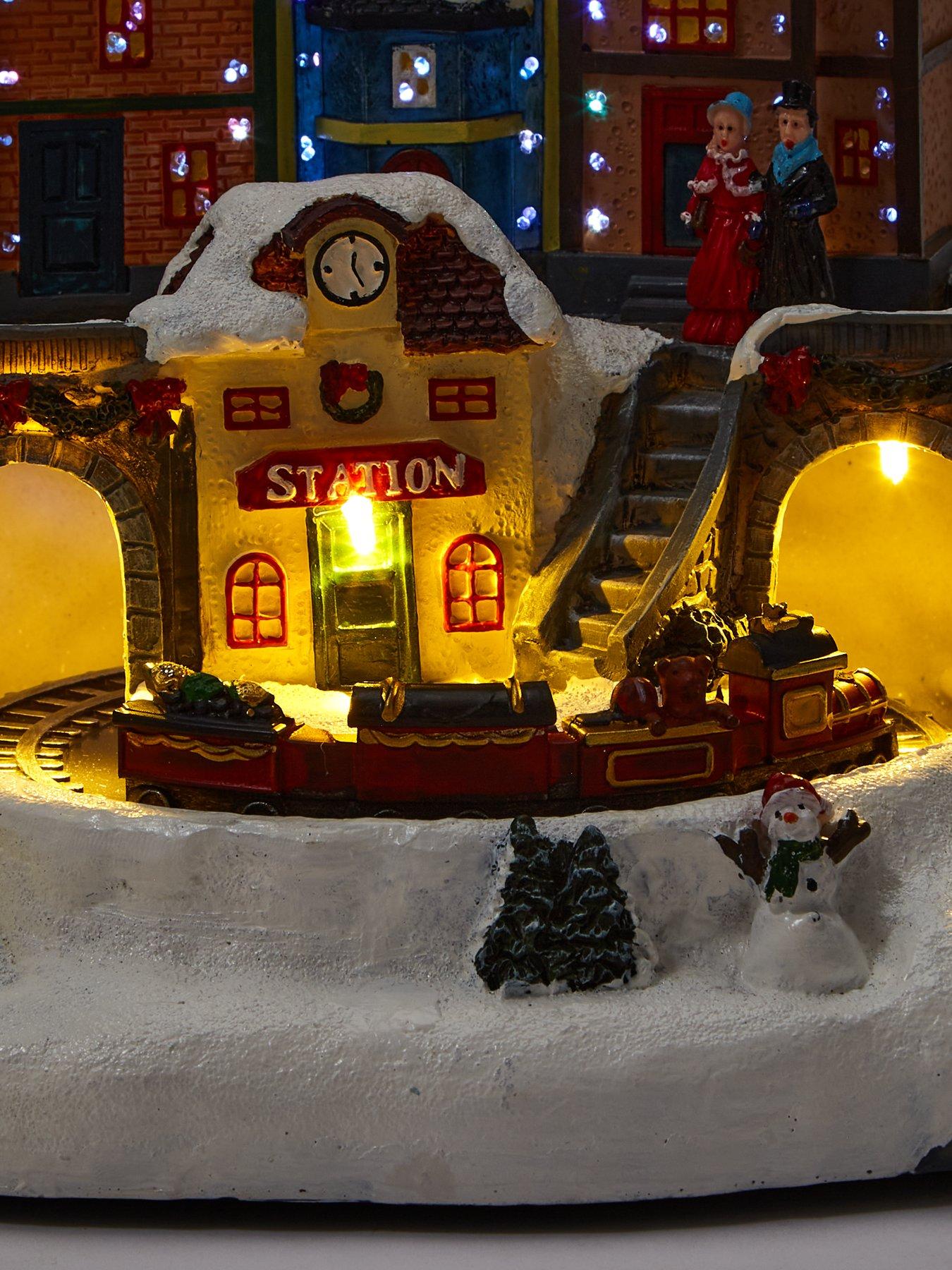 Image 6 of 7 of Very Home LED Train Station Christmas Scene with Music and Rotating Train