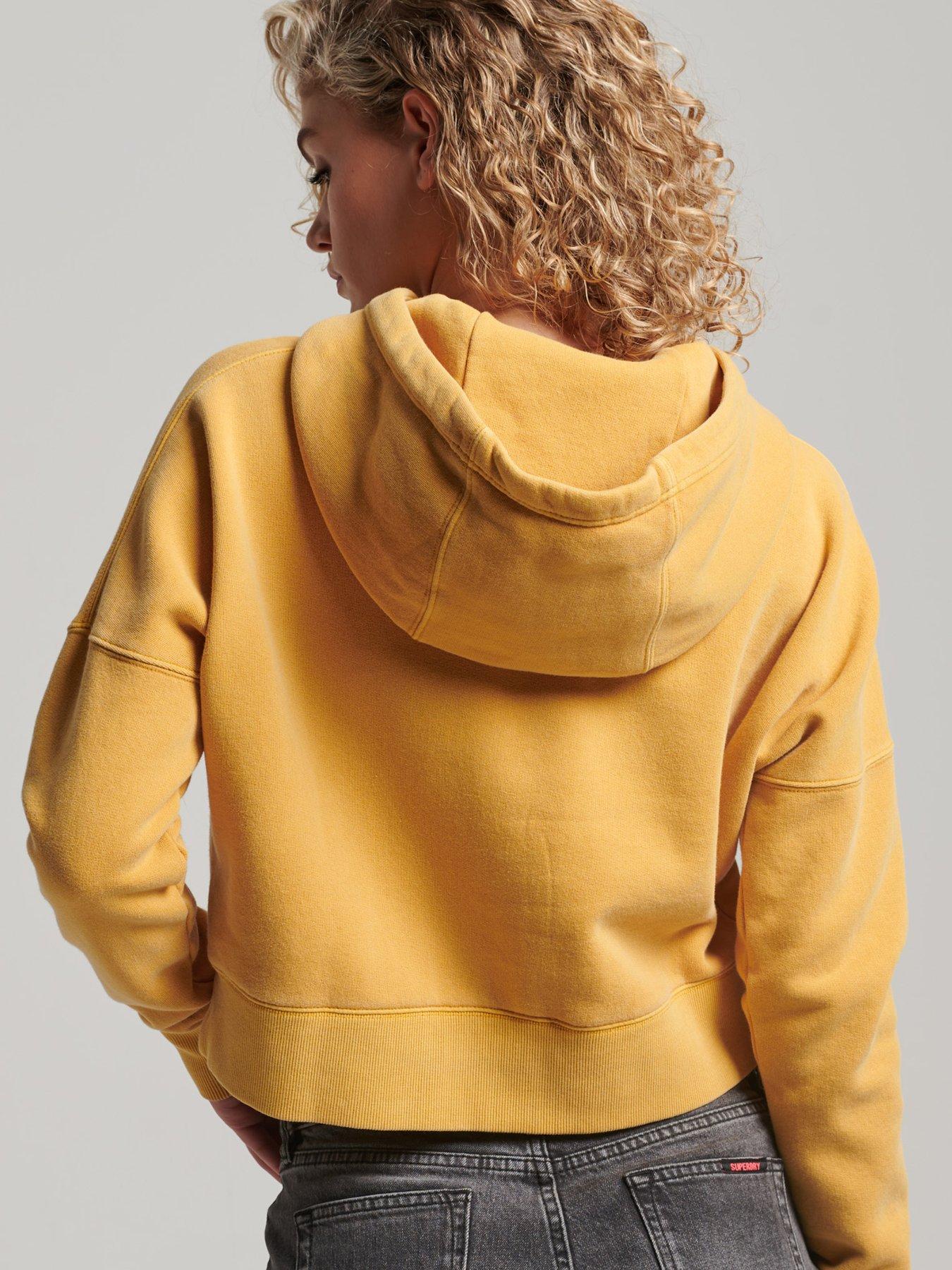 Mustard yellow cheap cropped hoodie