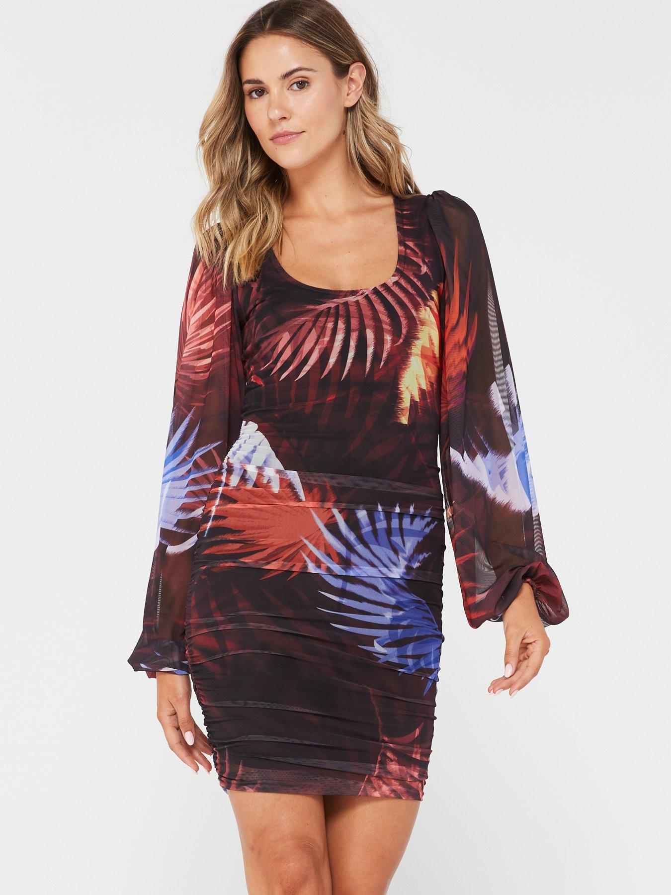 v-by-very-tulle-volume-sleeve-mini-dress-print