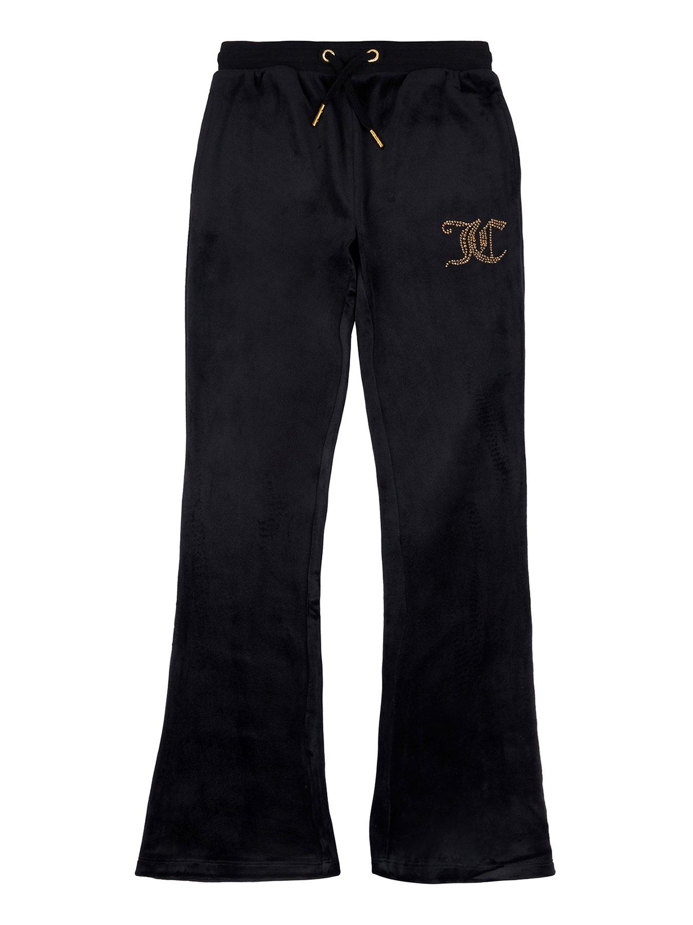 Juicy Couture Girls Black Label Diamante Crown Deep Waistband Low Rise  Jogger - Heather