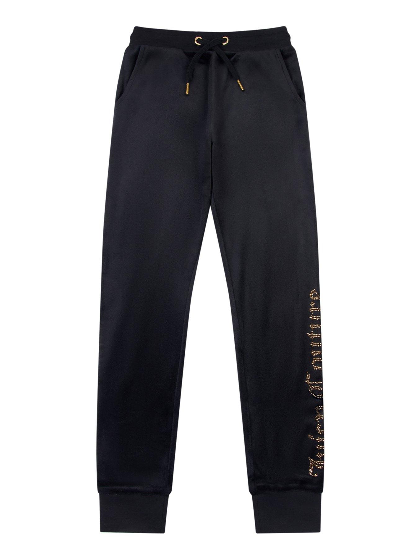 Juicy Couture Girls Tape Wide Leg Joggers - Black