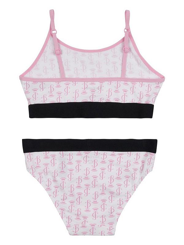 Juicy Couture Girls All Over Print Bralette and Brief Underwear