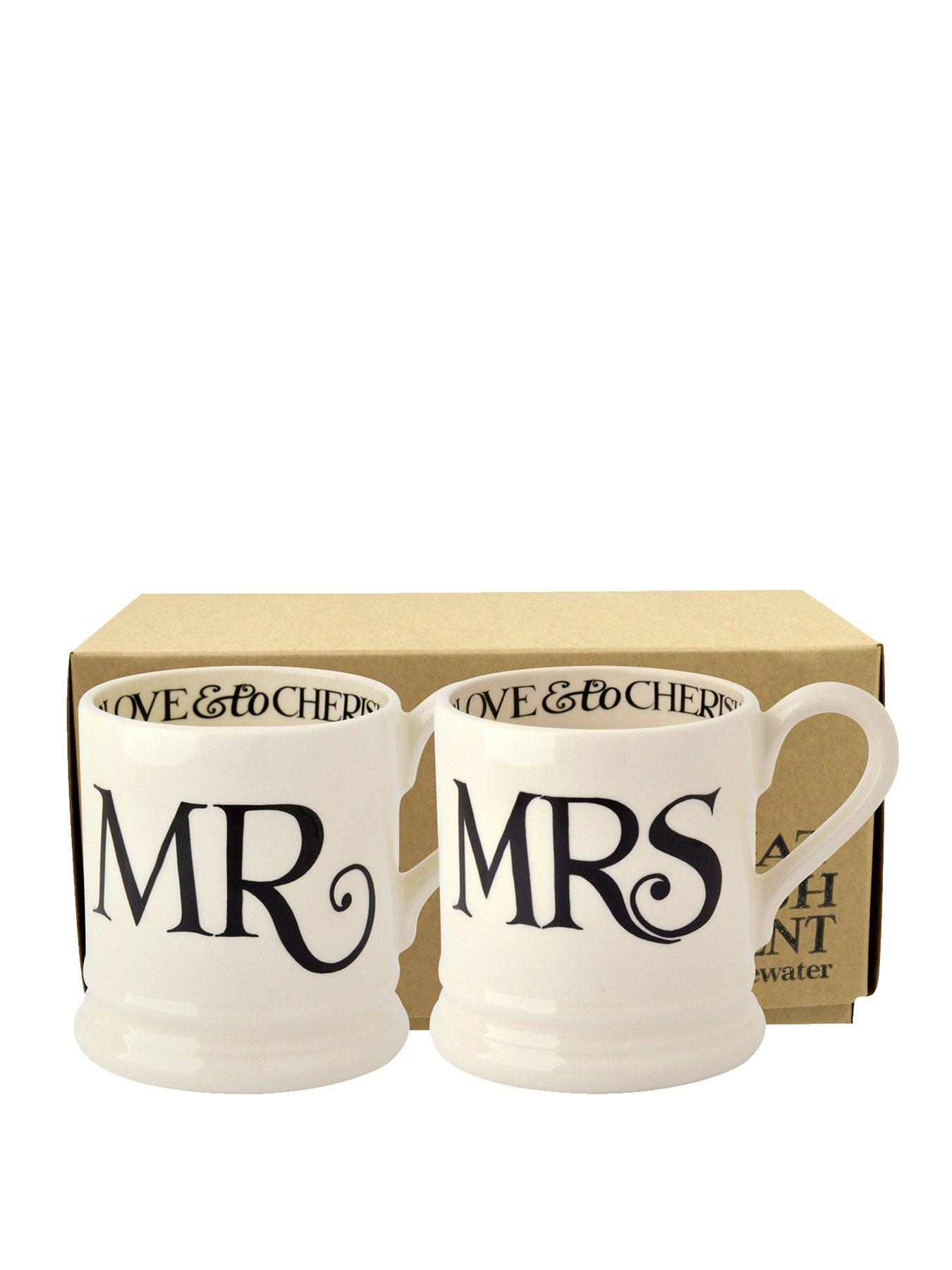 undefined Black Toast Mr & Mrs Set Of 2 1/2 Pint Mugs Boxed