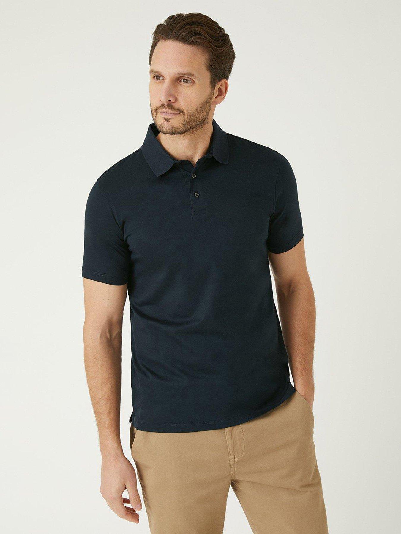 Burton Menswear London Short Sleeve Pique Polo Shirt Navy Very