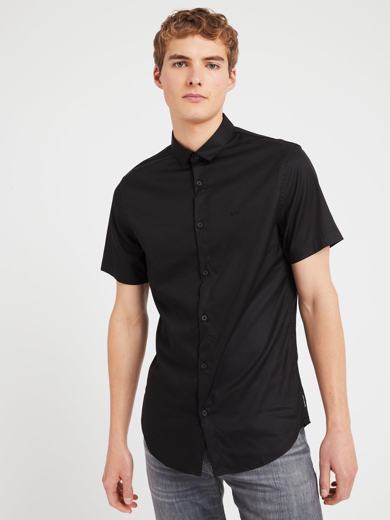 Armani Exchange Slim Fit Stretch Short Sleeve Shirt Black