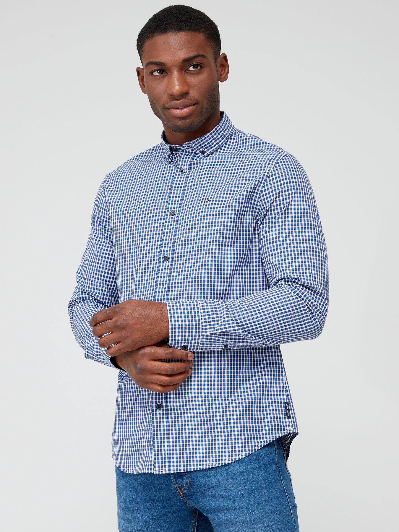 Armani Exchange Check Long Sleeve Shirt Blue Very Ireland