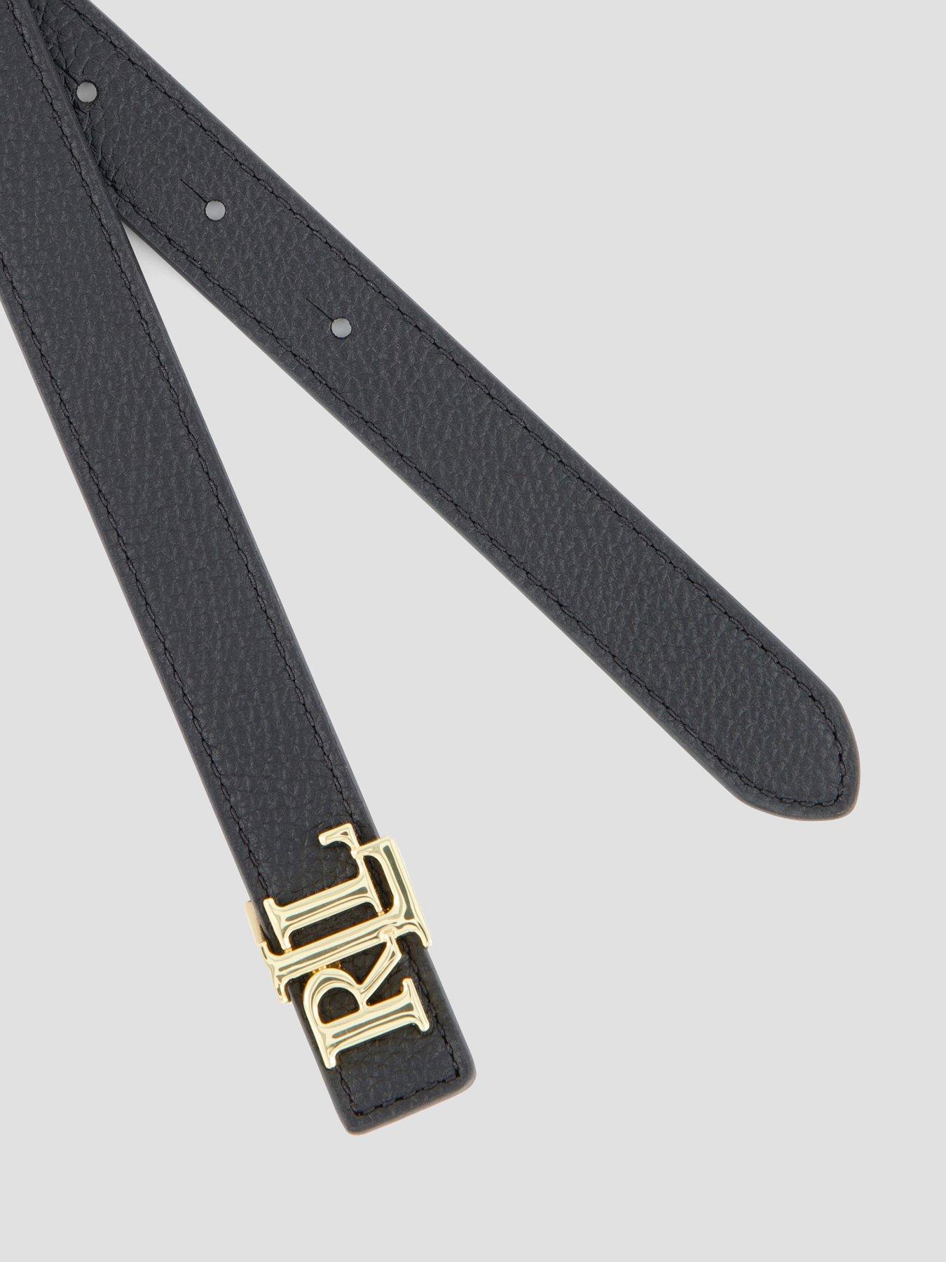 Image 3 of 4 of Lauren by Ralph Lauren Leather Skinny Belt - Black