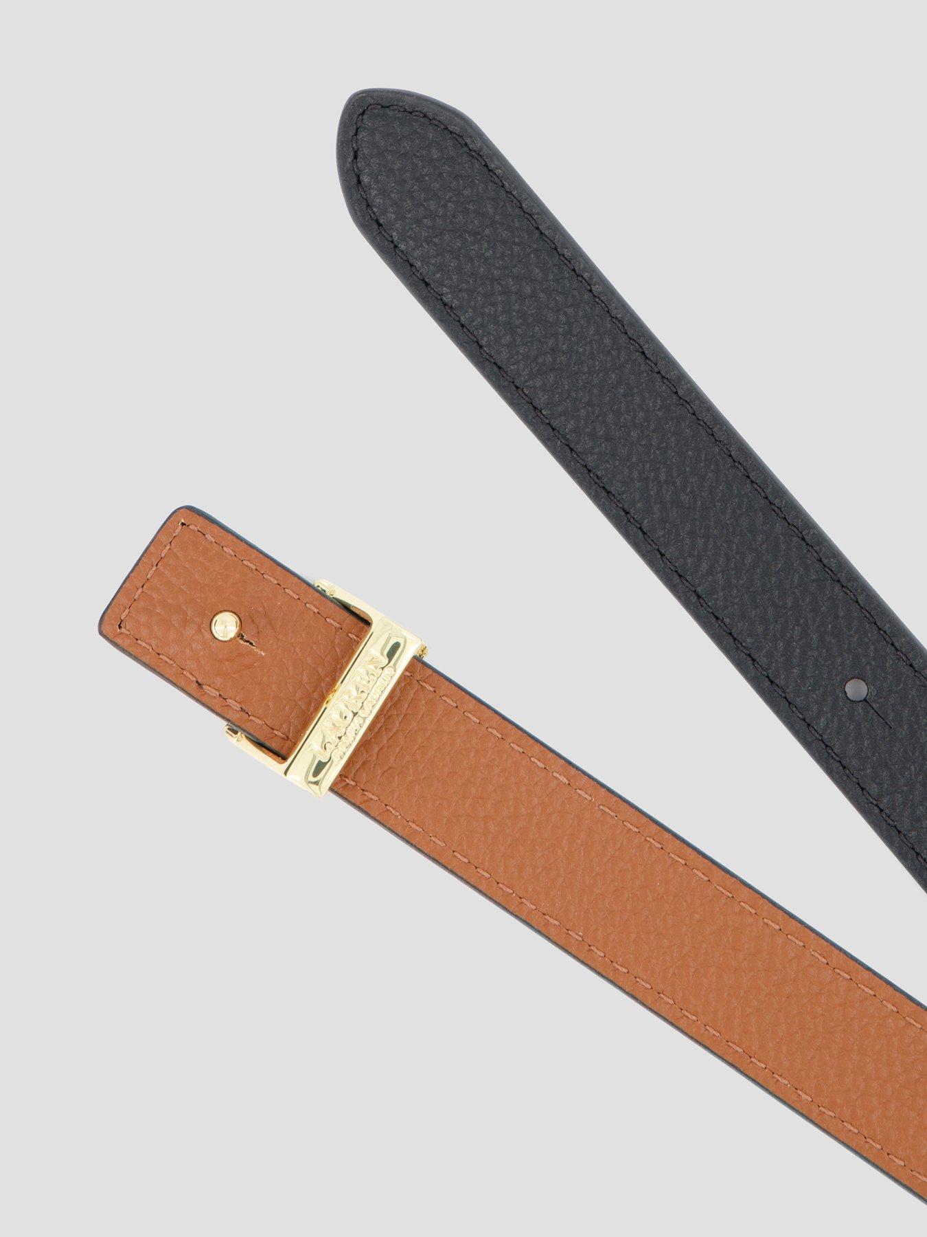 Image 4 of 4 of Lauren by Ralph Lauren Leather Skinny Belt - Black