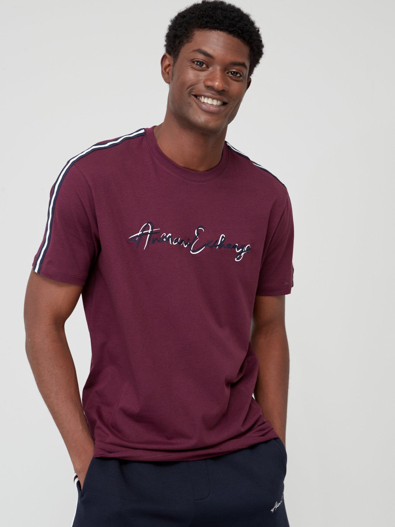 Armani Exchange Script Logo T Shirt Dark Red Very Ireland