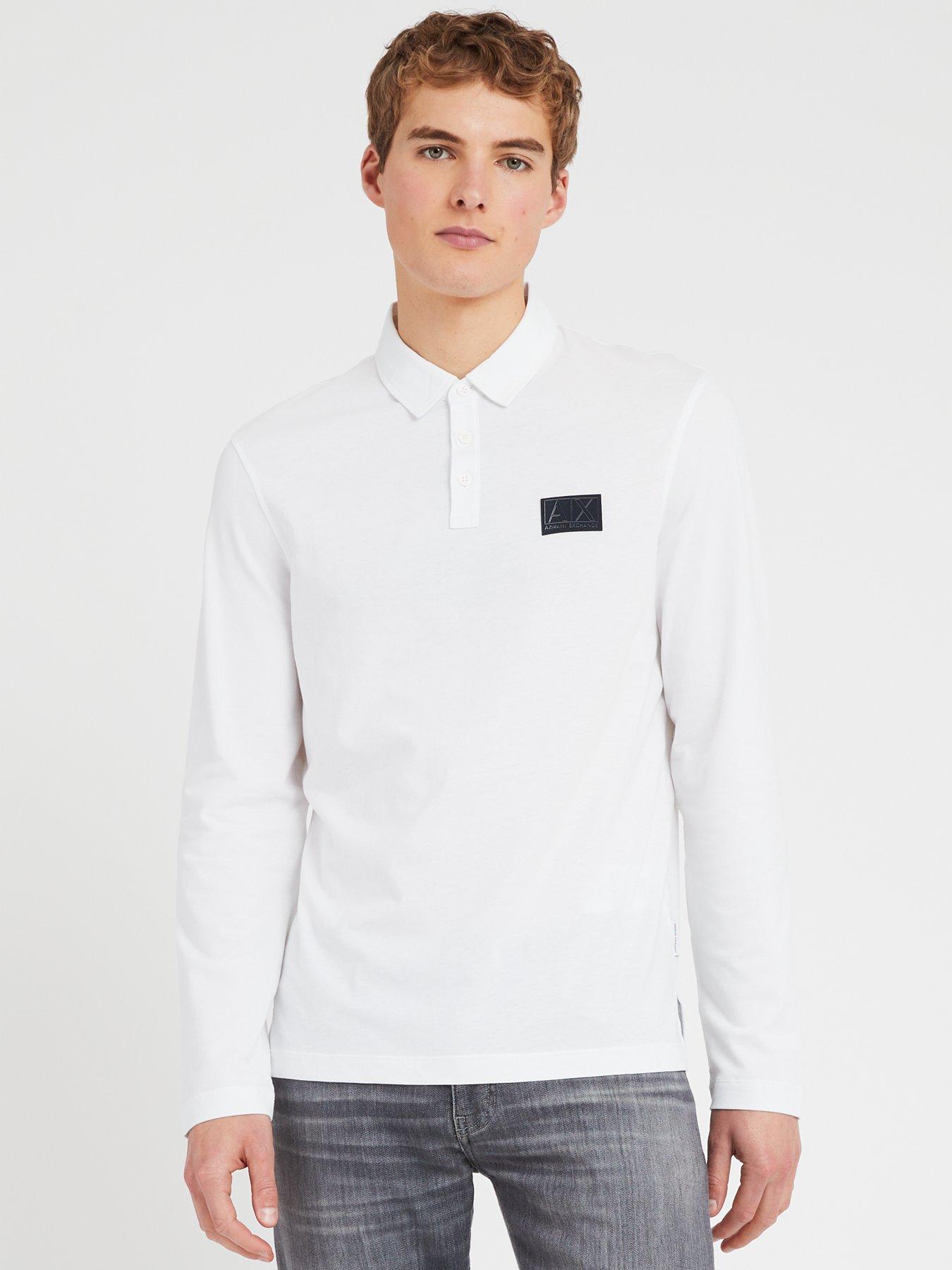 Badge Logo Long Sleeve Polo Shirt White