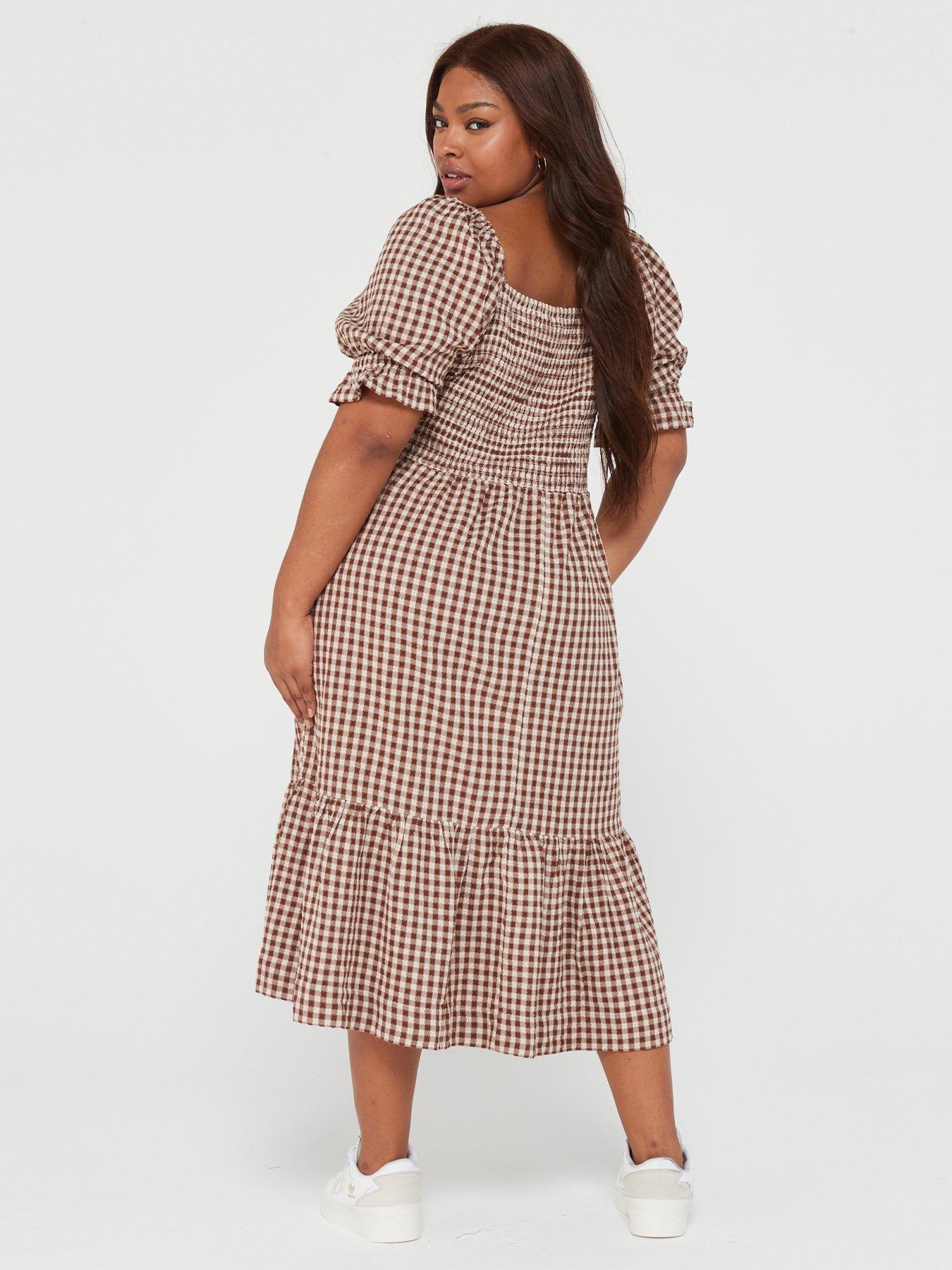 Square neck gingham clearance dress