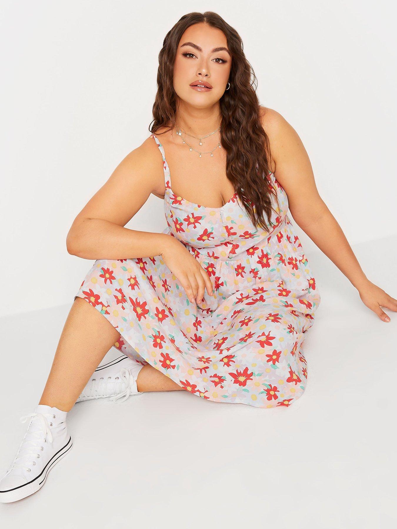 yours-strappy-floral-print-sundress-white