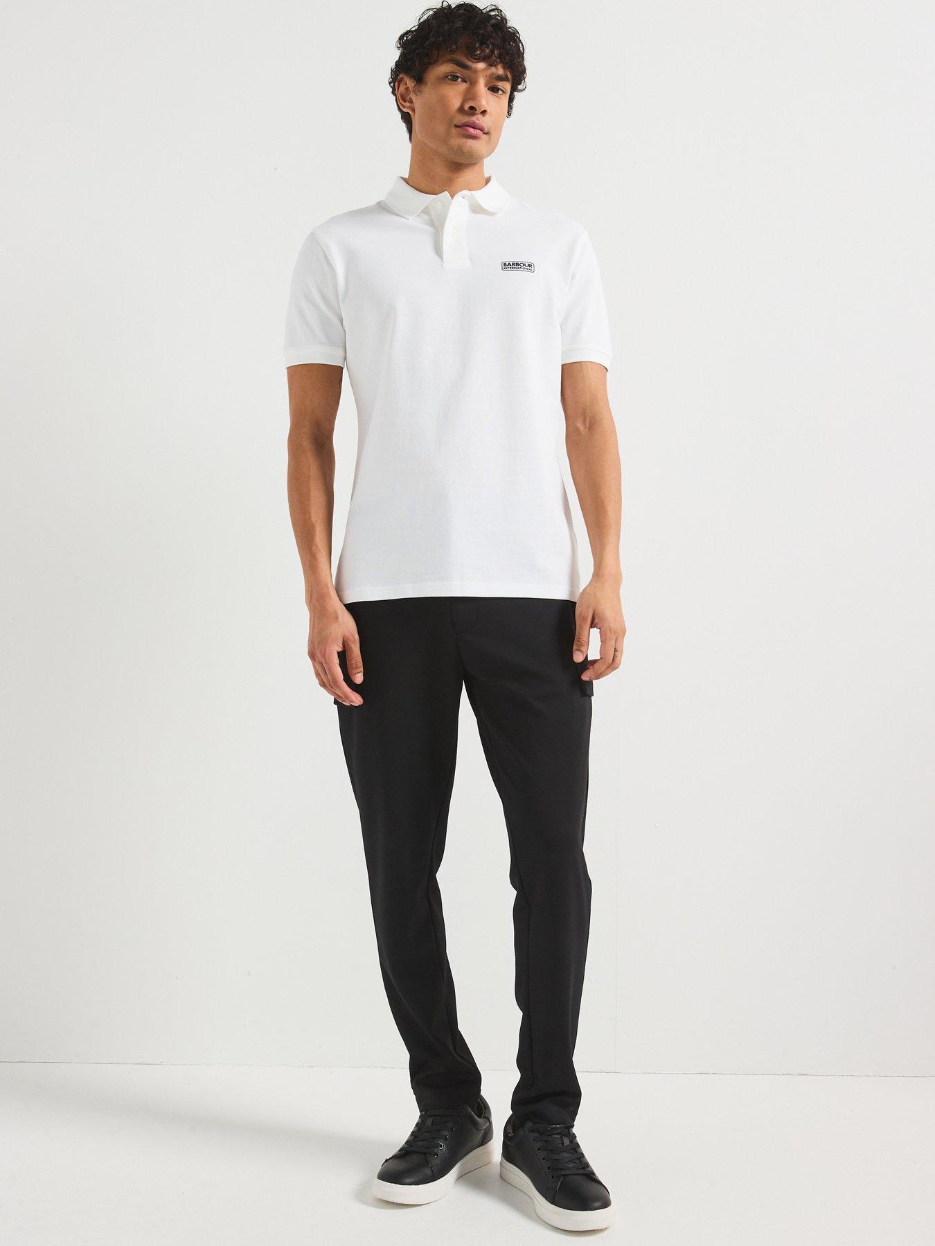 Image 3 of 5 of Barbour International International Essential Pique Tailored Polo Shirt - White