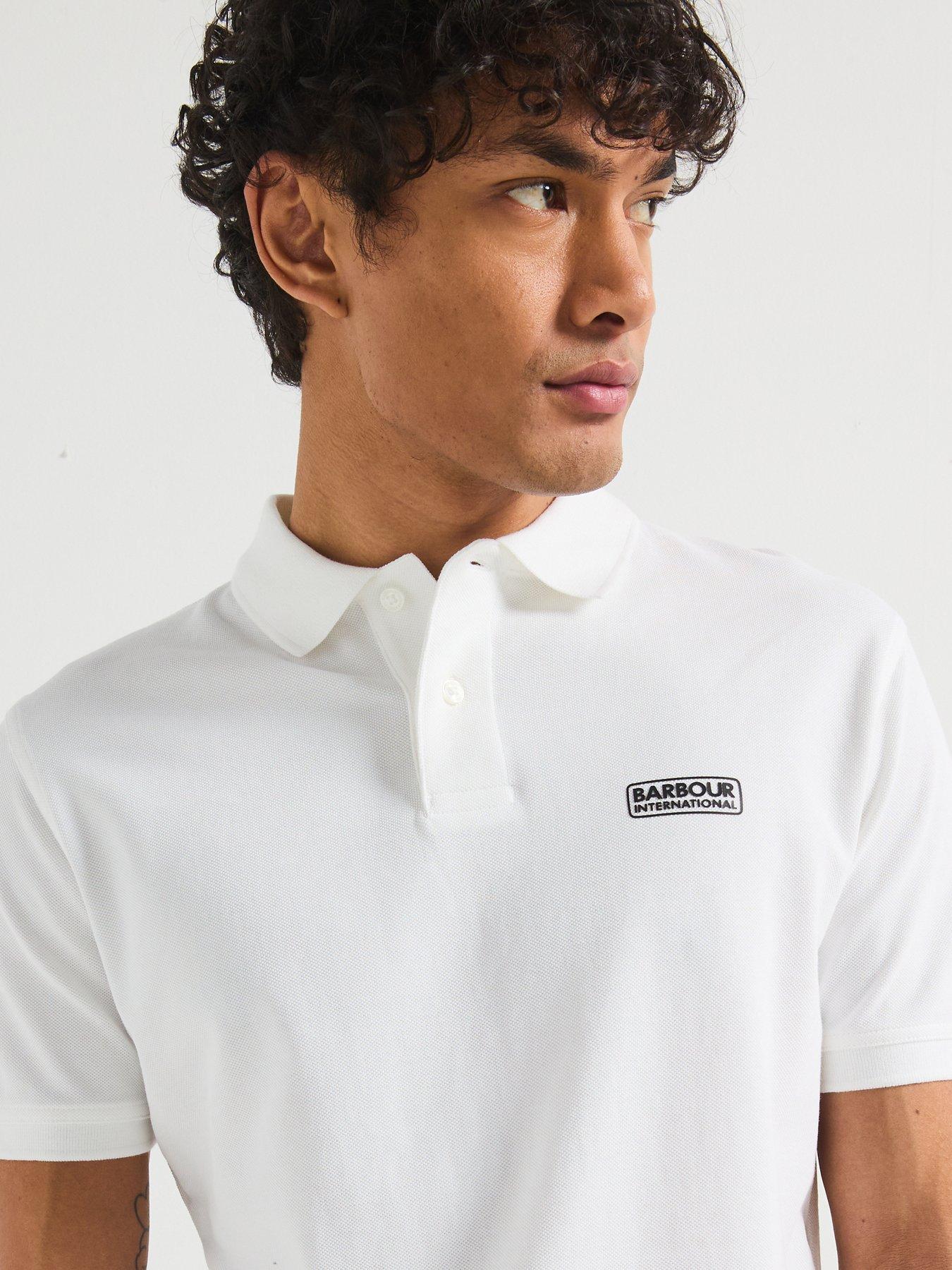Image 4 of 5 of Barbour International International Essential Pique Tailored Polo Shirt - White