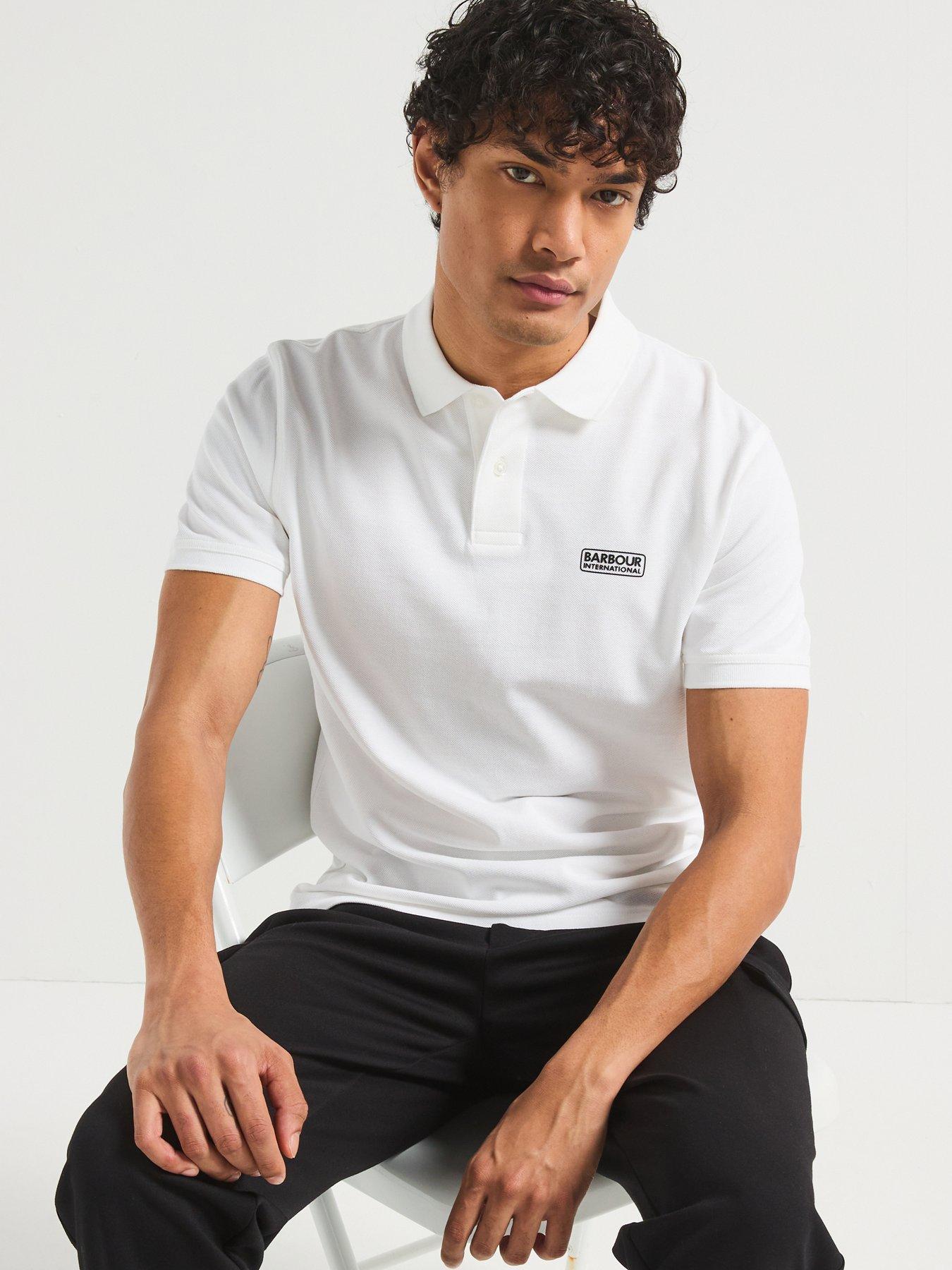 Image 5 of 5 of Barbour International International Essential Pique Tailored Polo Shirt - White