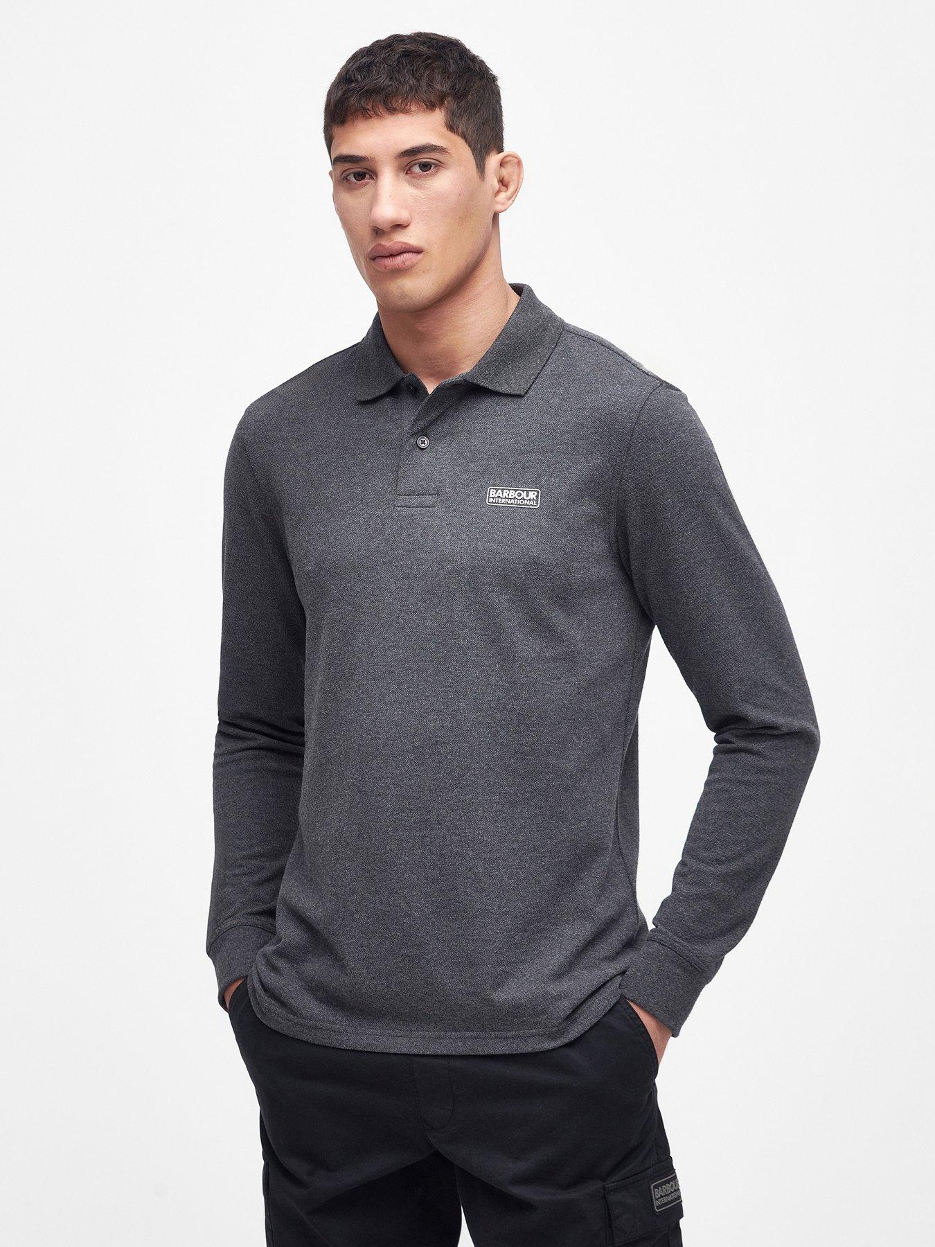 Barbour long sale sleeve polo grey