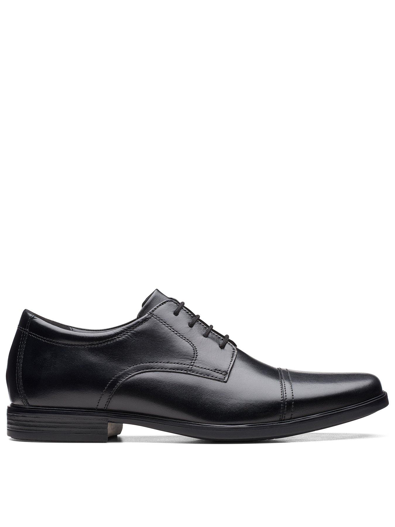 Image of Clarks Wide Fit Howard Cap Oxford Shoes - Black