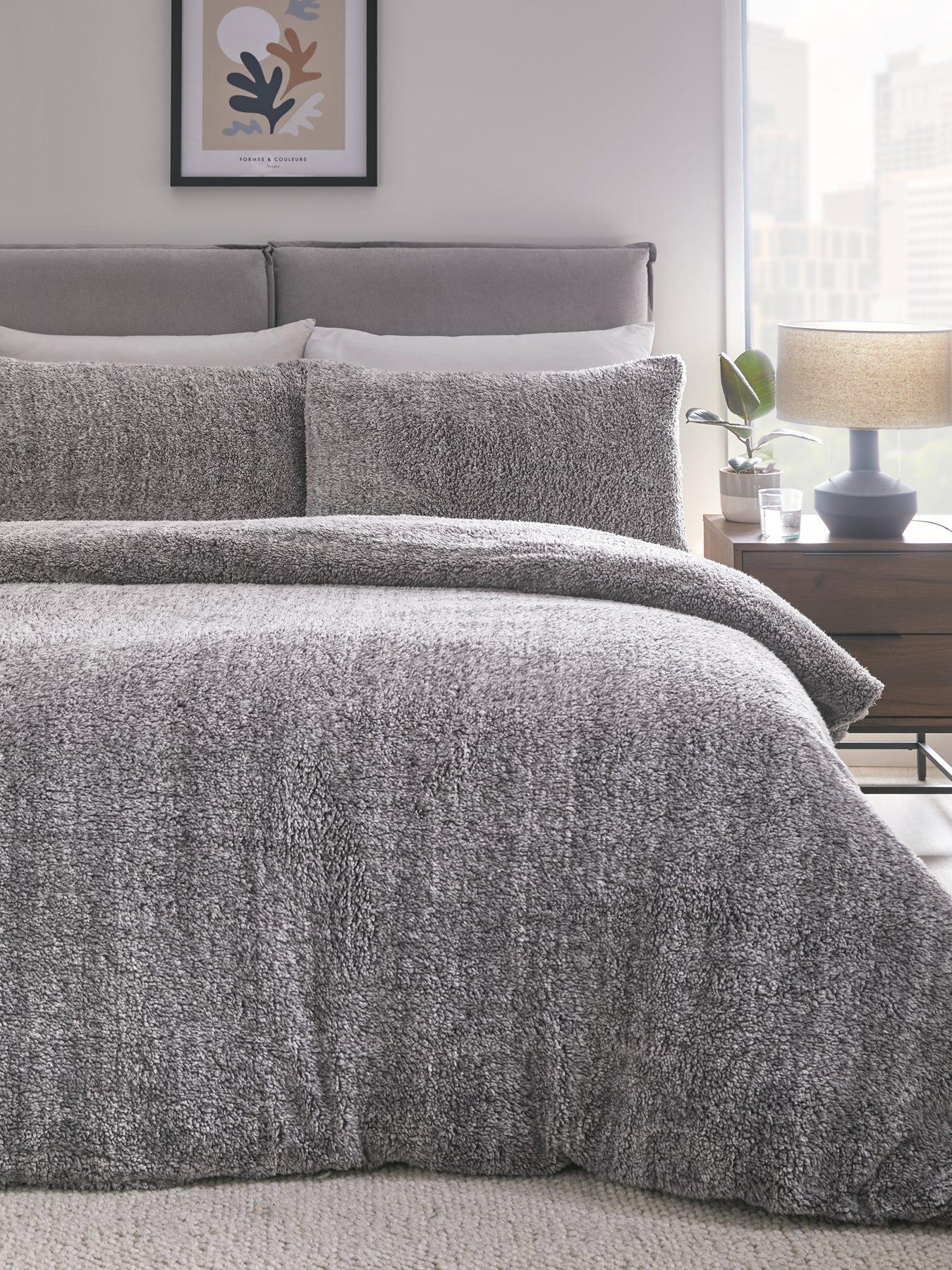 very-home-marl-fleece-duvet-covernbspset-greyfront