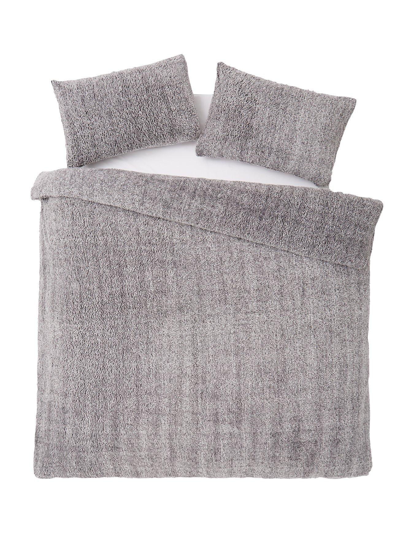 very-home-marl-fleece-duvet-covernbspset-greystillFront