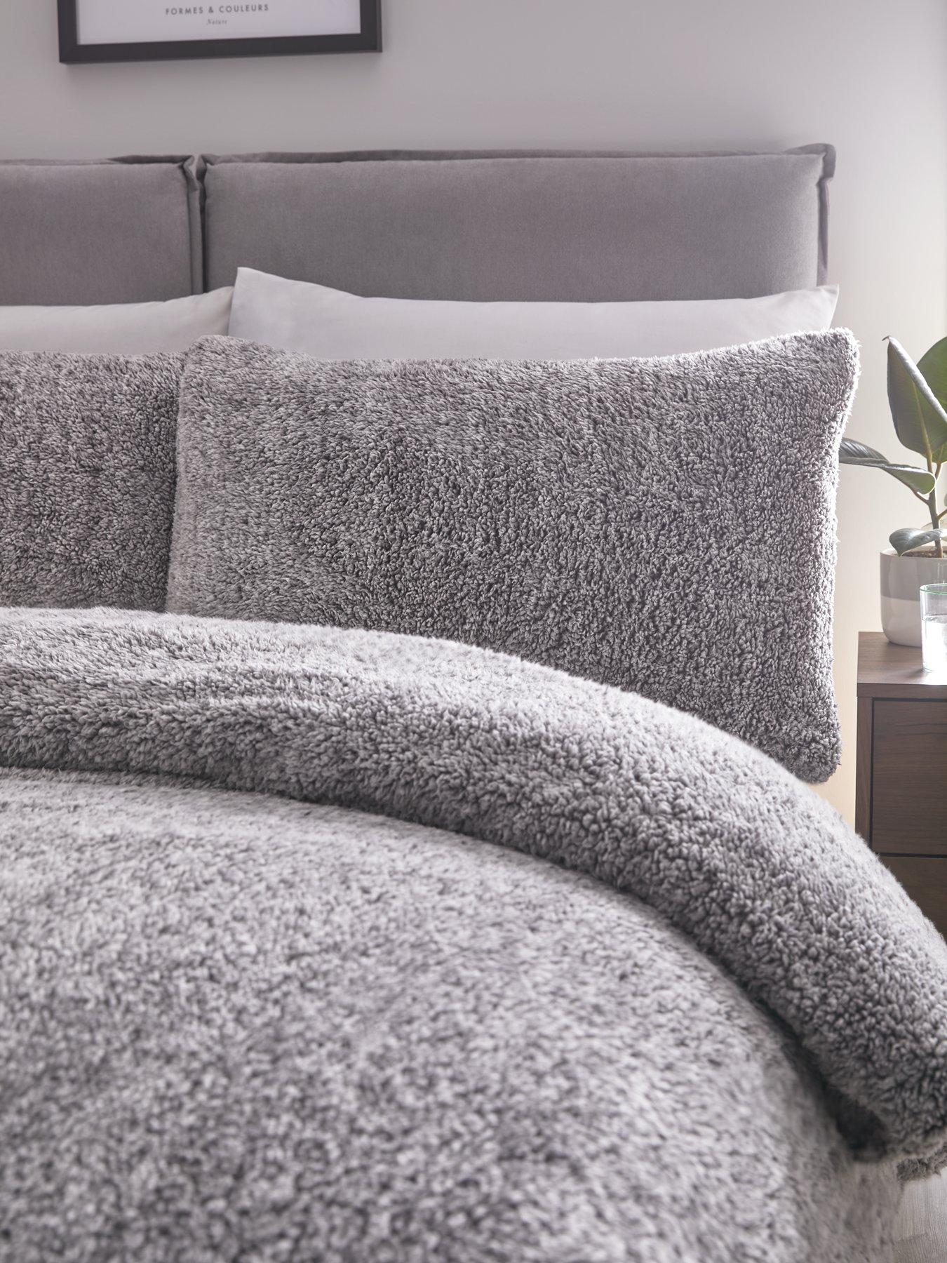 very-home-marl-fleece-duvet-covernbspset-greyback