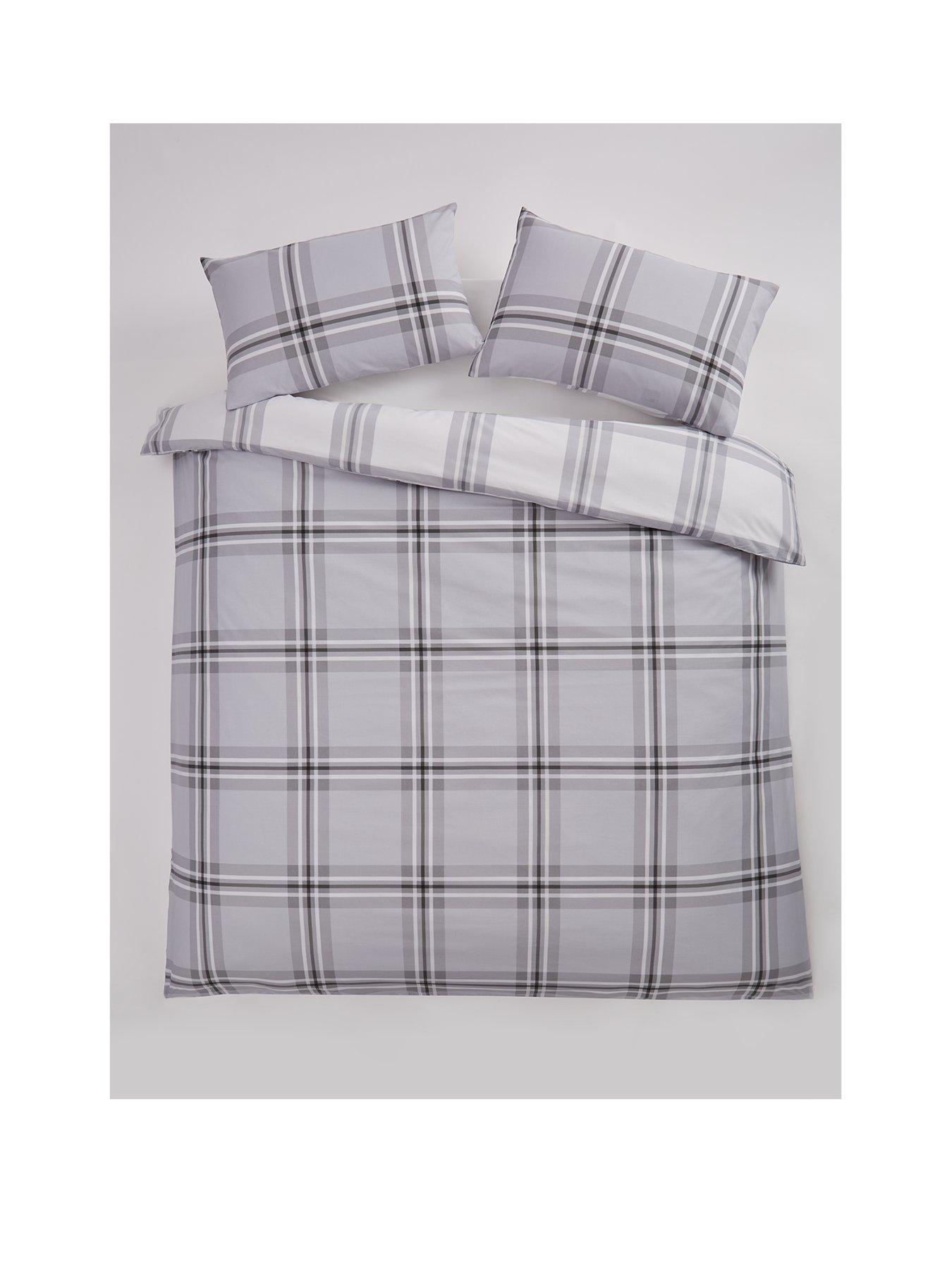 Image 2 of 6 of The Very Collection Grey Check Reversible Duvet Cover Set