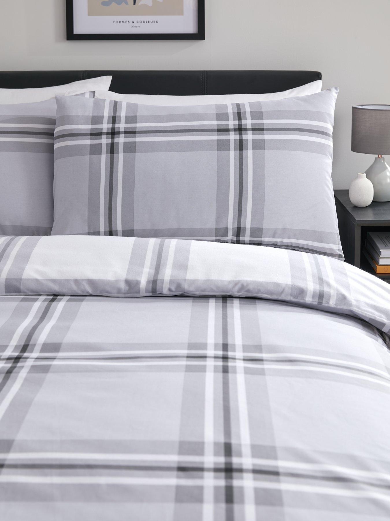 Image 3 of 6 of The Very Collection Grey Check Reversible Duvet Cover Set