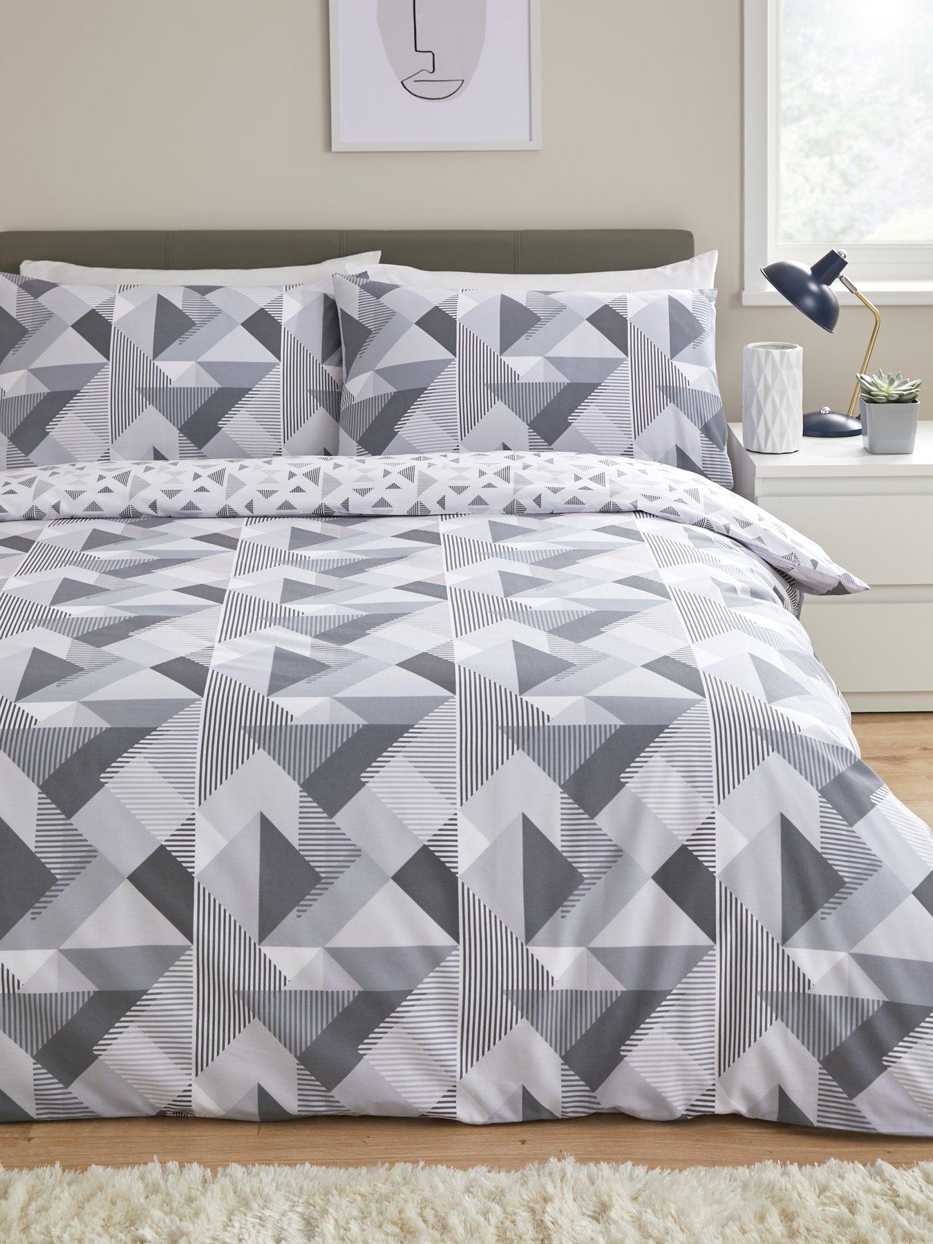 The Very Collection Grey Geo Reversible Duvet Cover Set