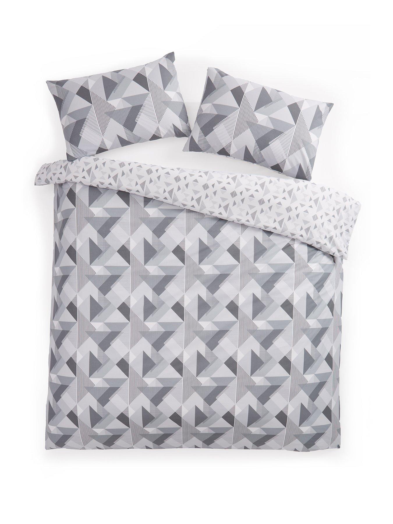 Image 2 of 6 of The Very Collection Grey Geo Reversible Duvet Cover Set