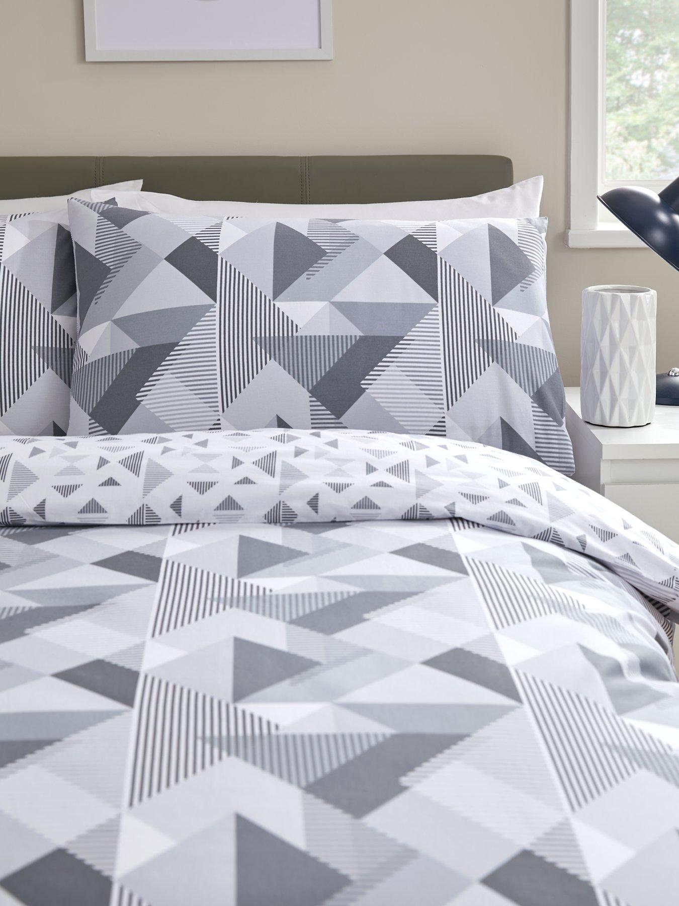 Image 3 of 6 of The Very Collection Grey Geo Reversible Duvet Cover Set