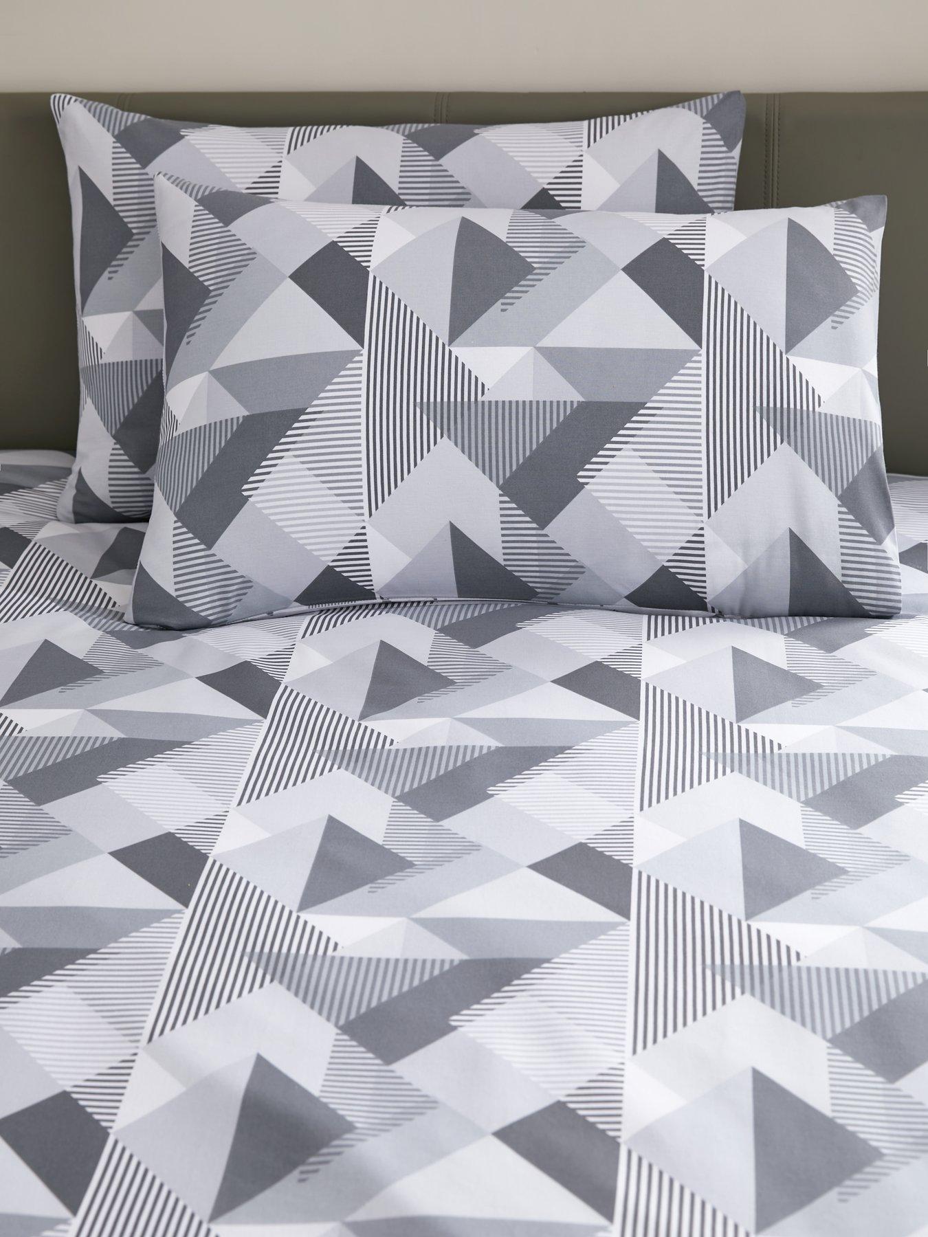 Image 6 of 6 of The Very Collection Grey Geo Reversible Duvet Cover Set