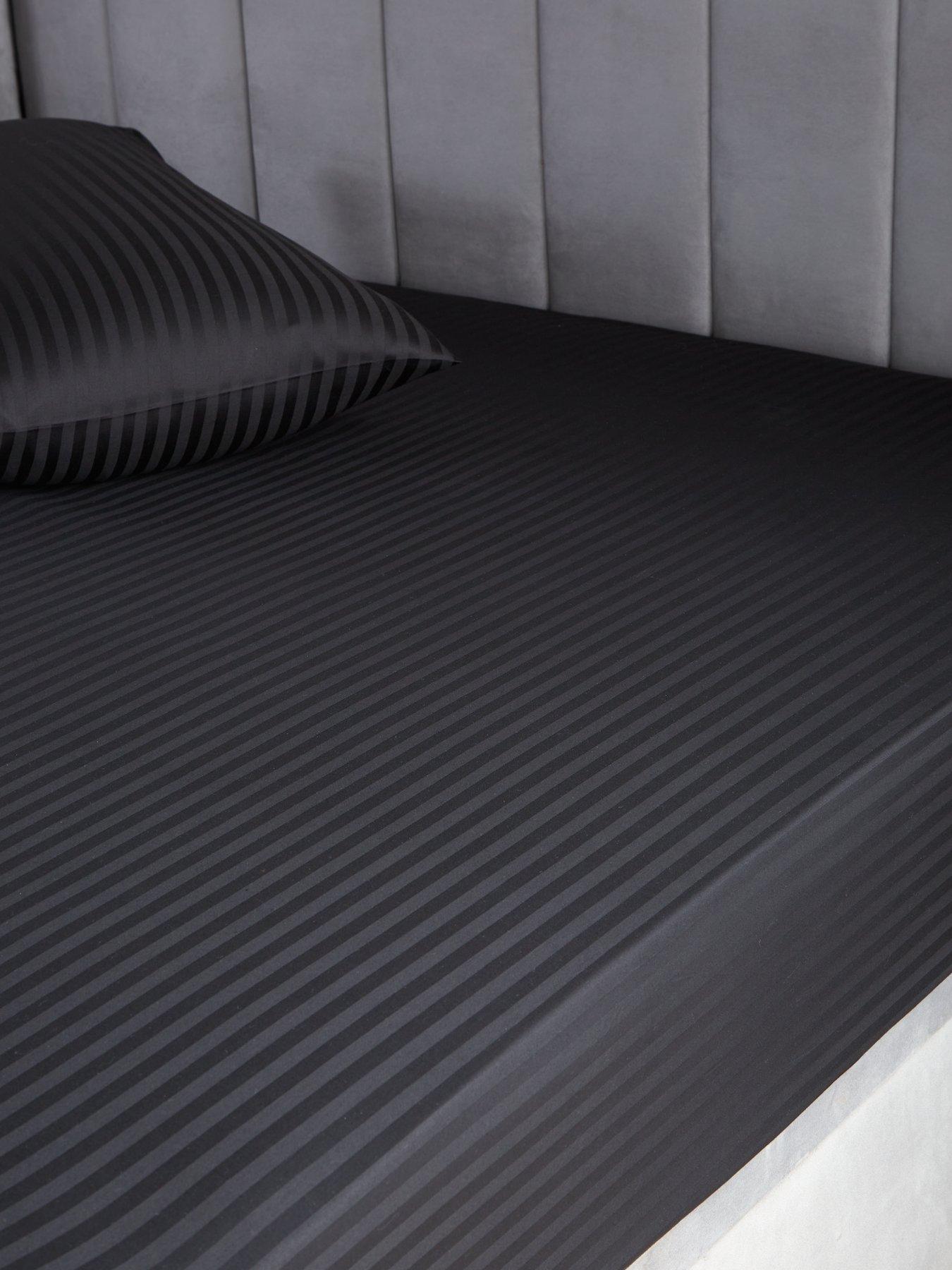 The Very Collection 300 Thread Count Soft Touch Sateen Stripe Extra Deep 32 cm Fitted Sheet