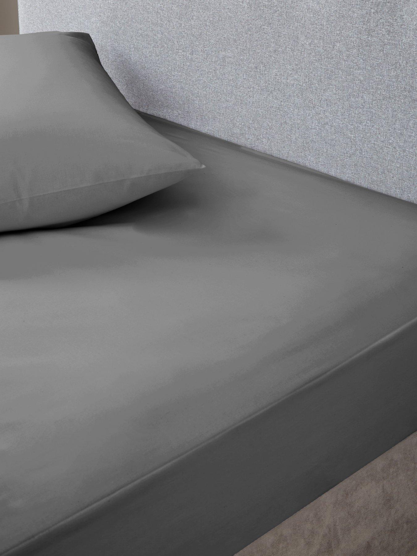 Silentnight Cotton Rich Double Fitted Sheet - White Grey 28cm Deep