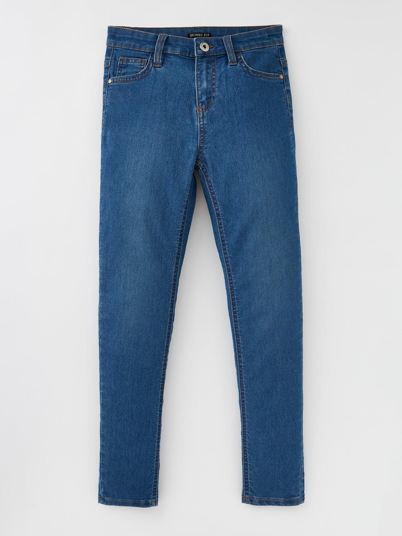 Image 1 of 4 of V by Very Girls Mid-Wash Skinny Jeans - Blue
