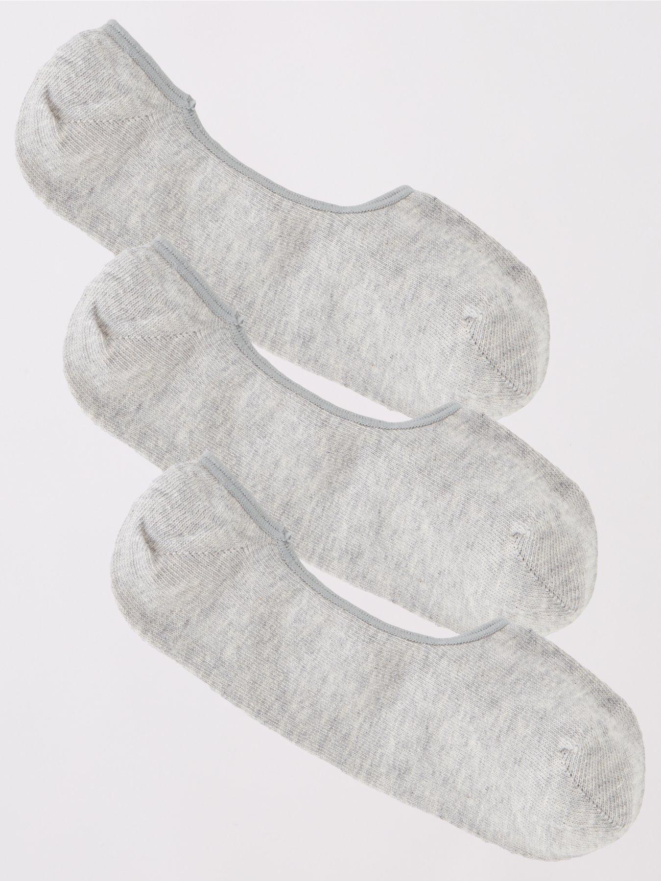 Everyday 3 Pack Invisible Trainer Liner Socks With Heel Grips - Grey