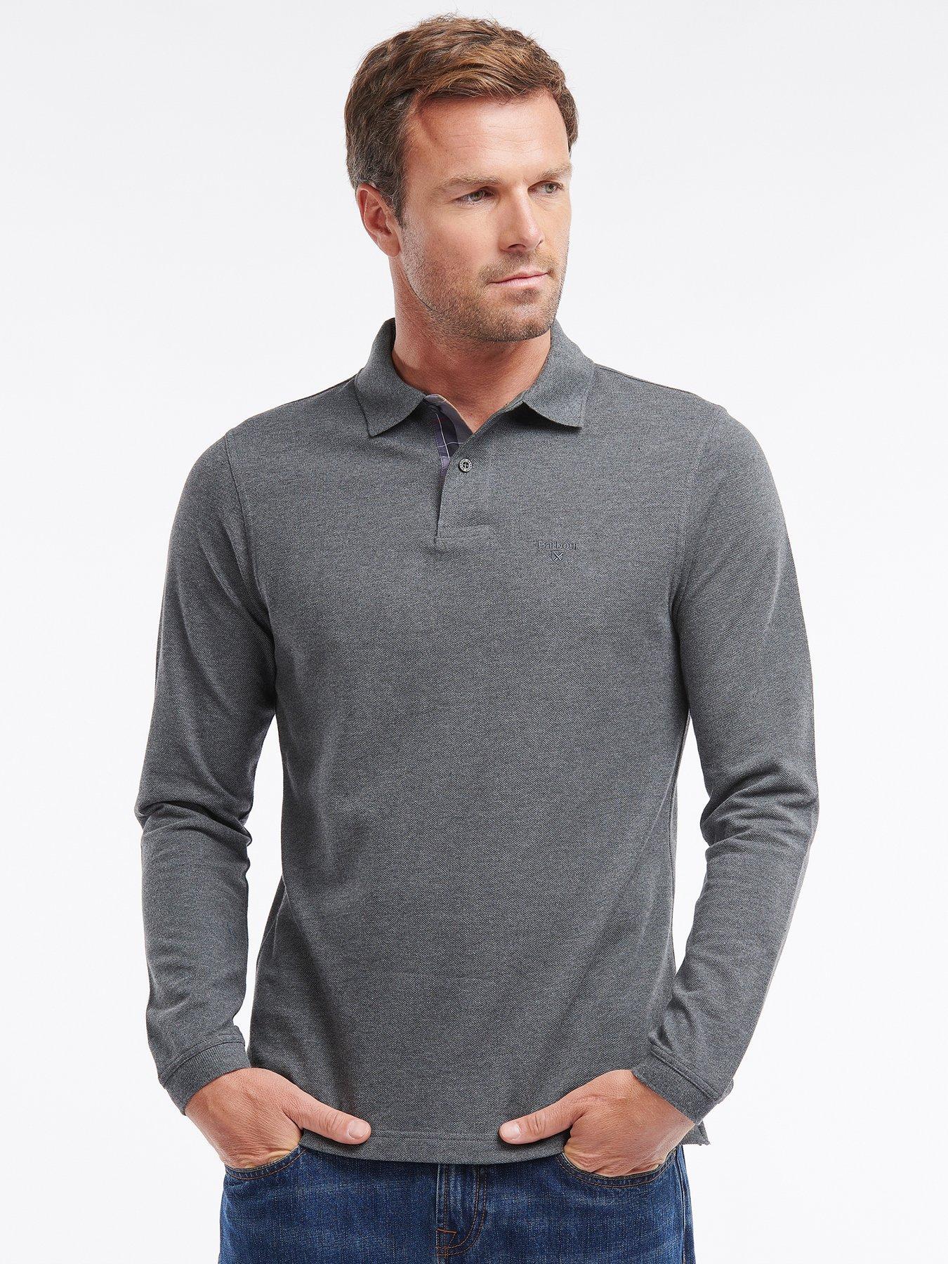 Barbour Essential Long Sleeve Sports Polo Shirt - Grey