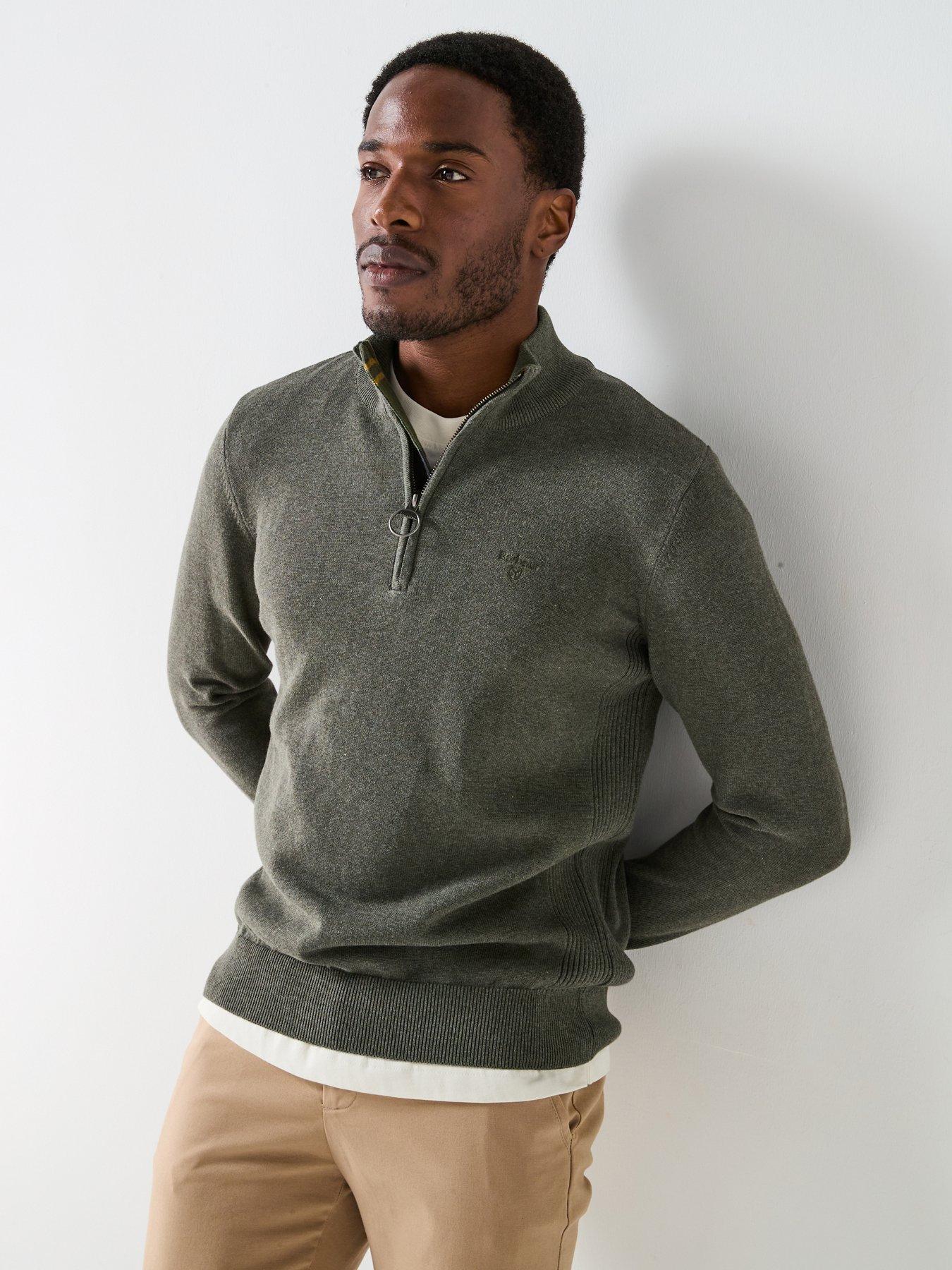 Cotton Half Zip Jumper Dark Green