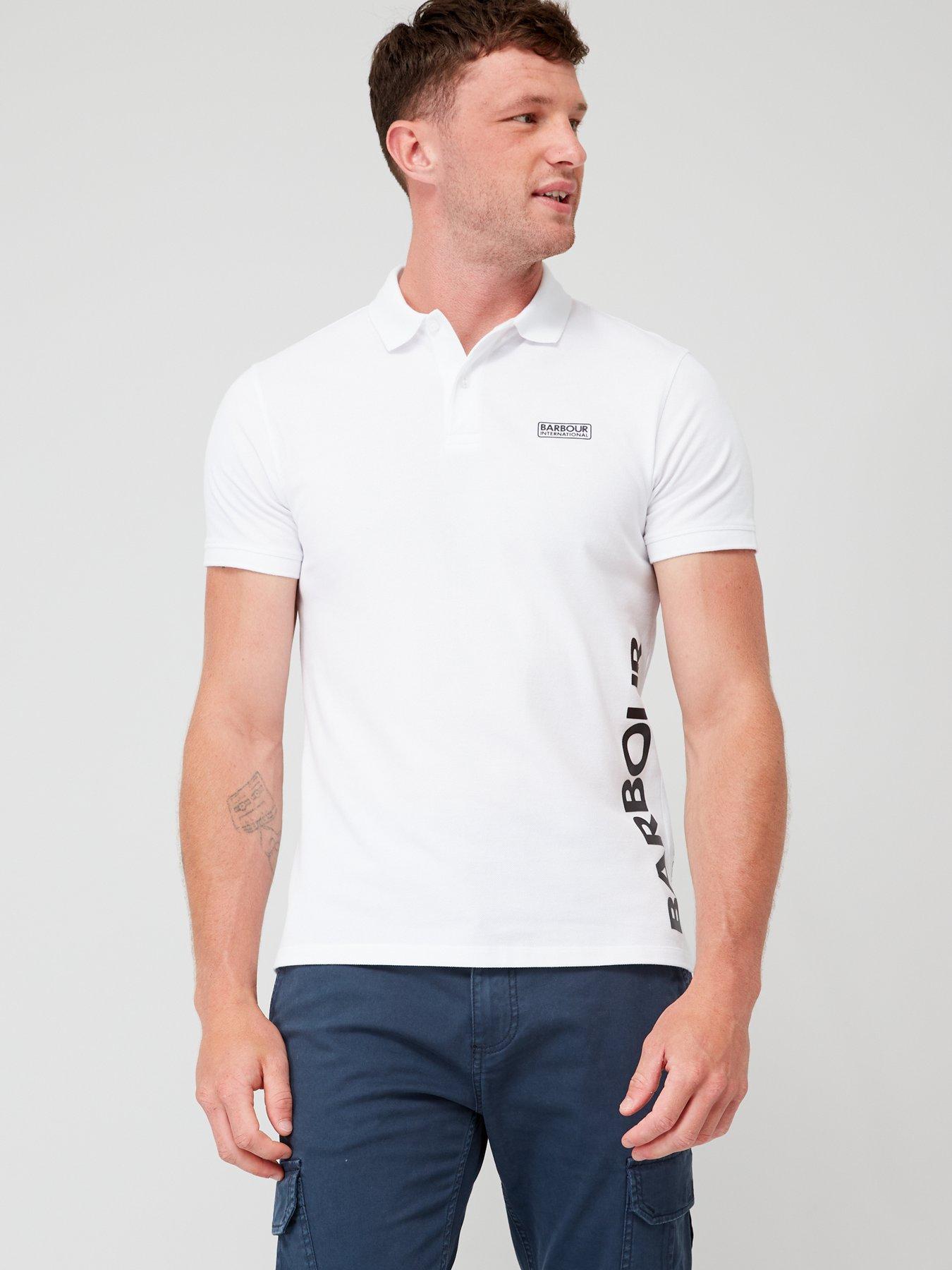 Mens white discount collar polo shirt