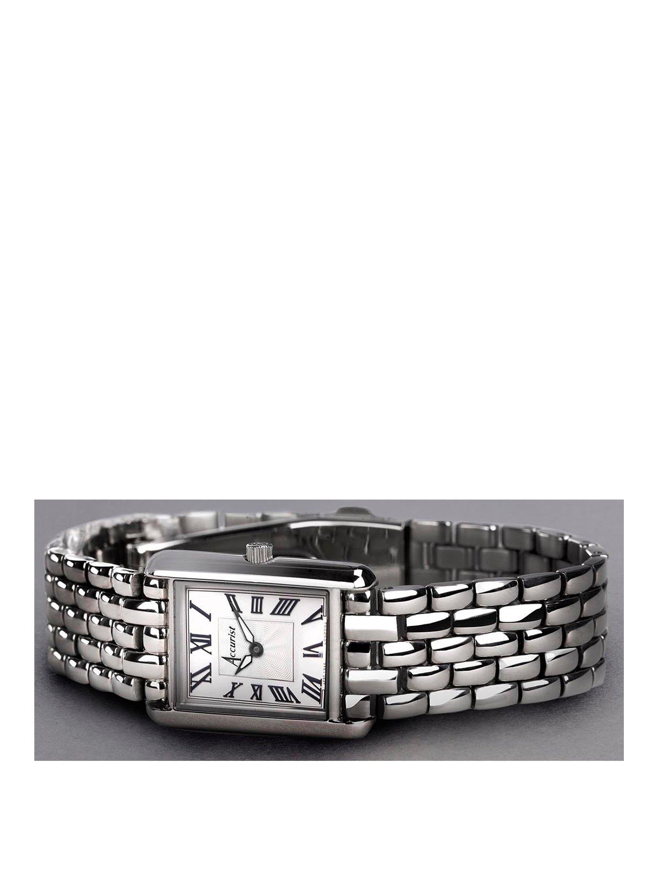 accurist-accurist-rectangle-womens-silver-stainless-steel-bracelet-analogue-watchstillFront