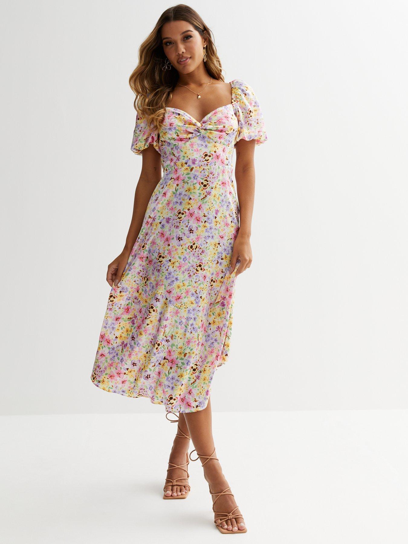 Midi floral hotsell dress with sleeves