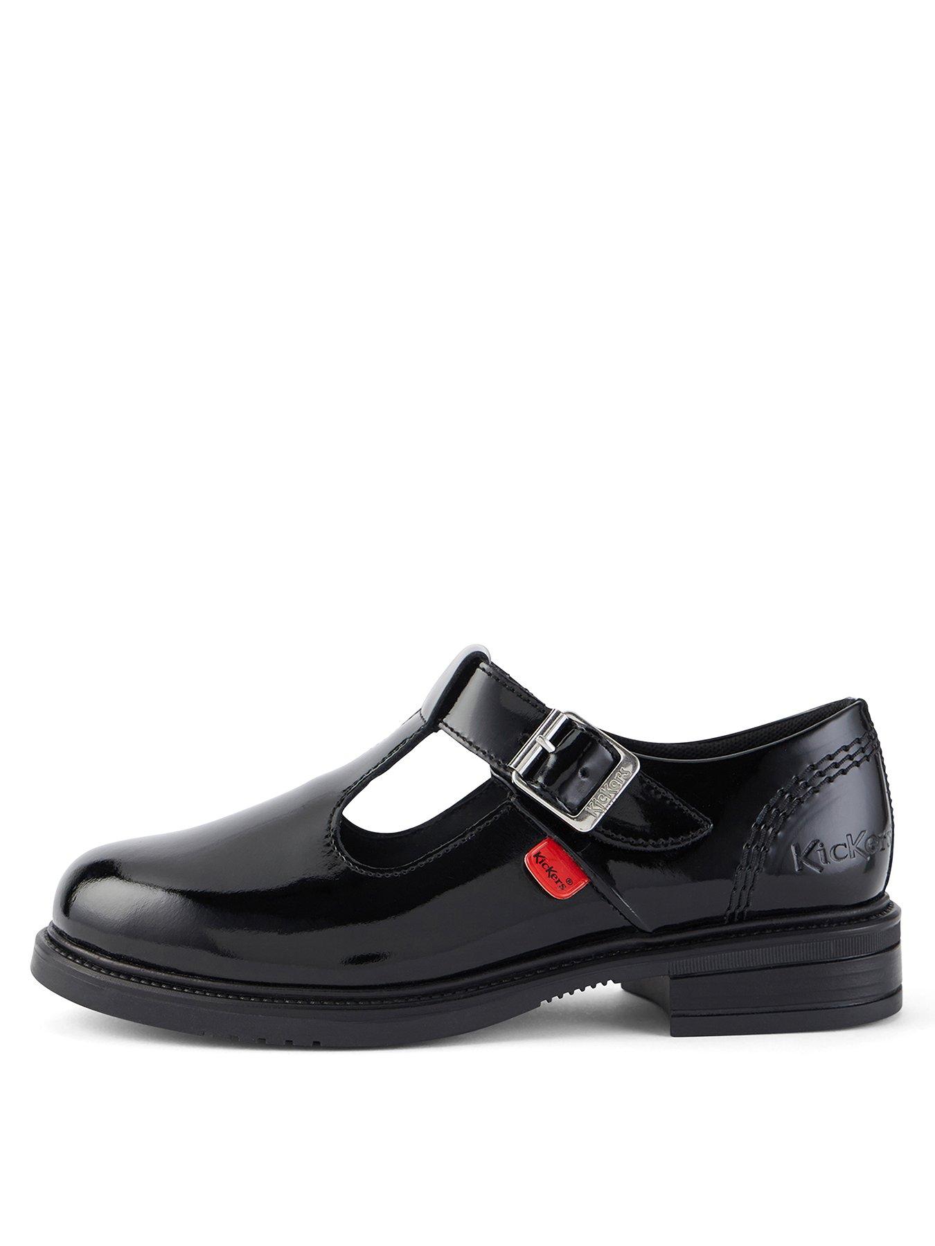 Kickers Kick Hi Patent School Shoes - Black