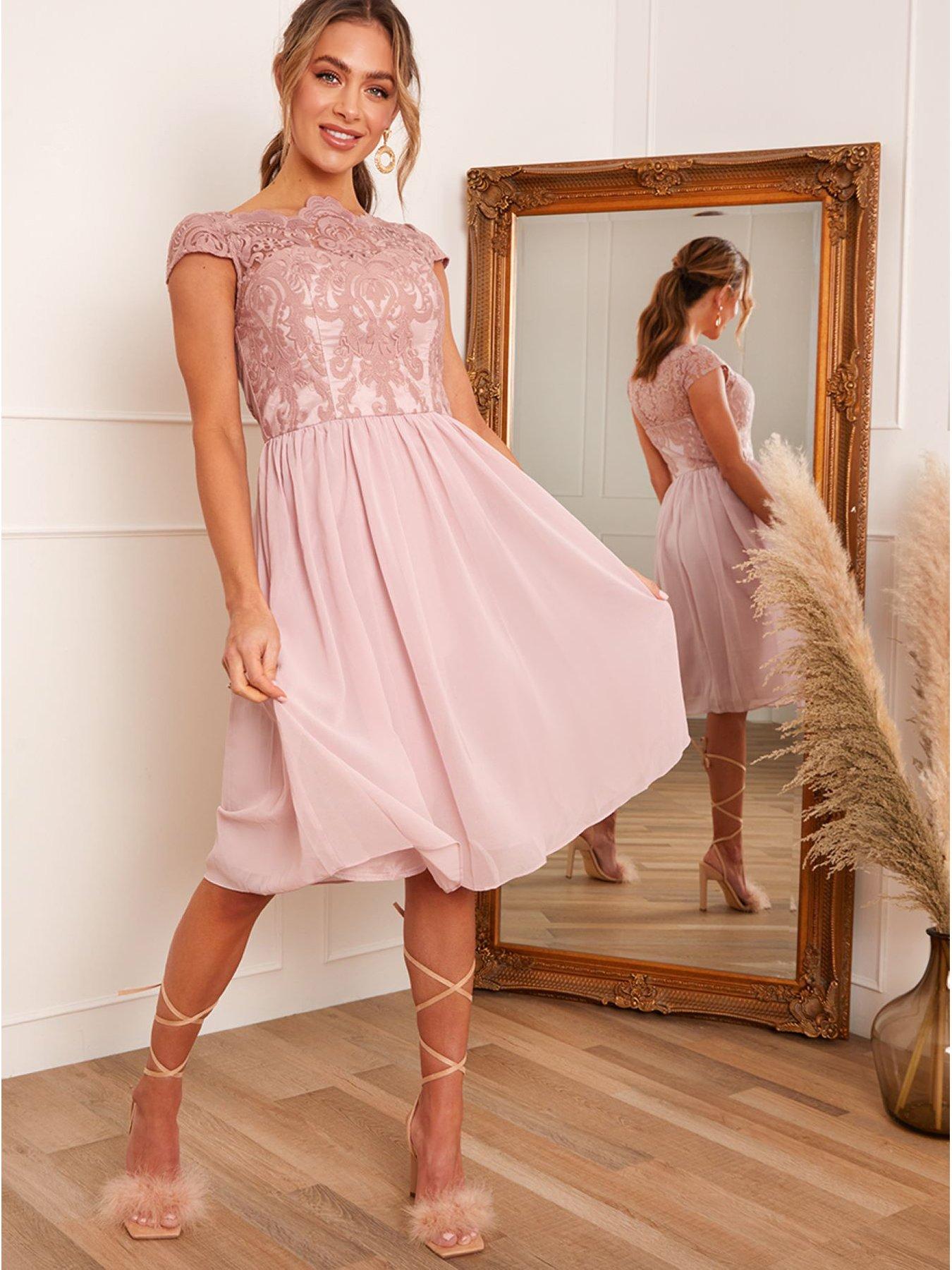 Buy Chi Chi London Pink Curve One Shoulder Premium Lace Midi Dress from  Next USA