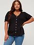 v-by-very-curve-puff-sleeve-button-through-jersey-top-blackfront
