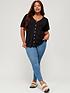 v-by-very-curve-puff-sleeve-button-through-jersey-top-blackback